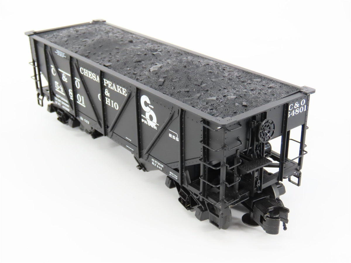 O Gauge 3-Rail Atlas 6438-4 C&amp;O Re-Built War Emergency 2-Bay Hopper 54801 w/Load