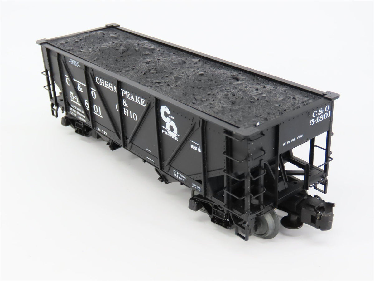 O Gauge 3-Rail Atlas 6438-4 C&amp;O Re-Built War Emergency 2-Bay Hopper 54801 w/Load