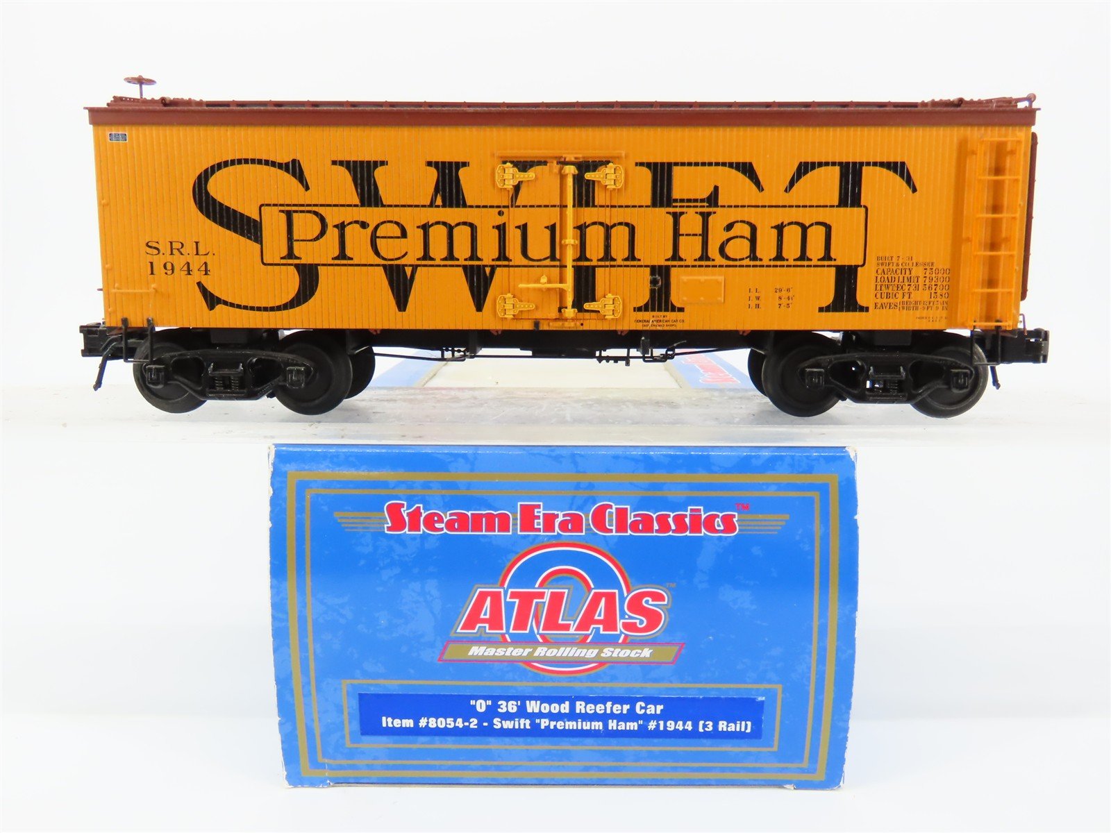 O Gauge 3-Rail Atlas 8054-2 SRL Swift Premium Ham 36' Wood Reefer #1944