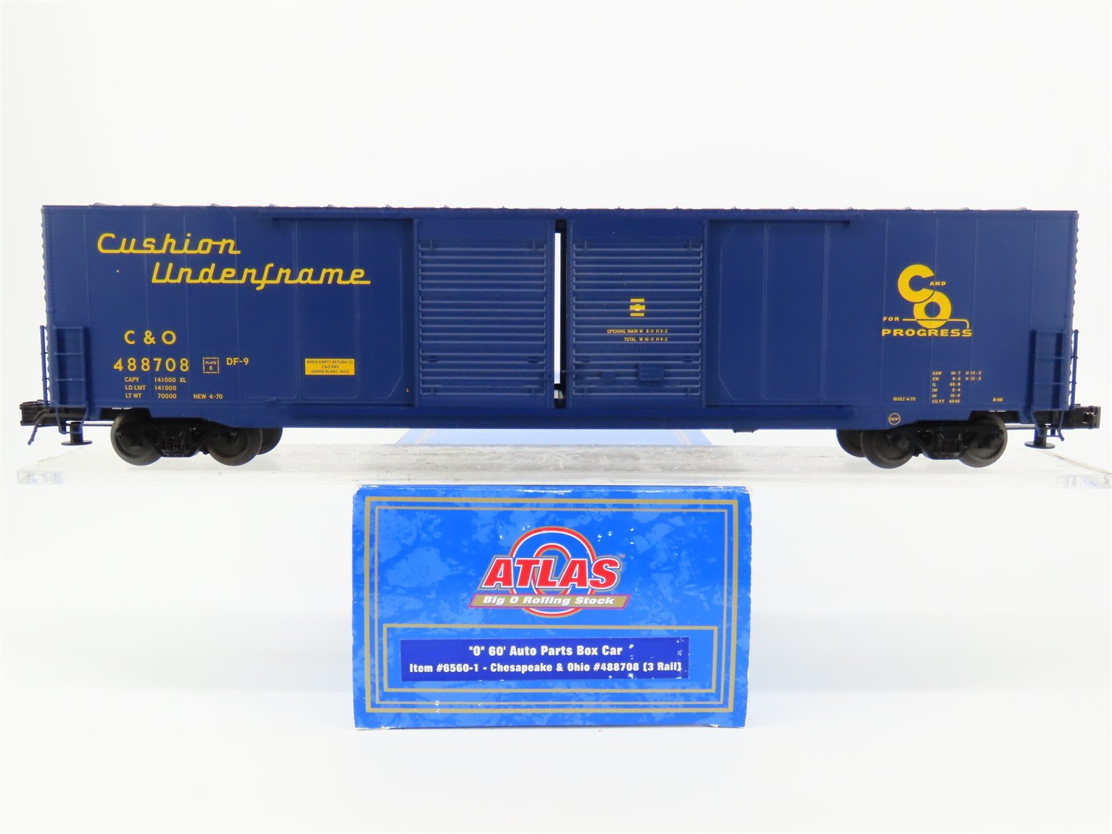 O Gauge 3-Rail Atlas 6560-1 C&O Chesapeake & Ohio "Progress" 60' Box Car #488708