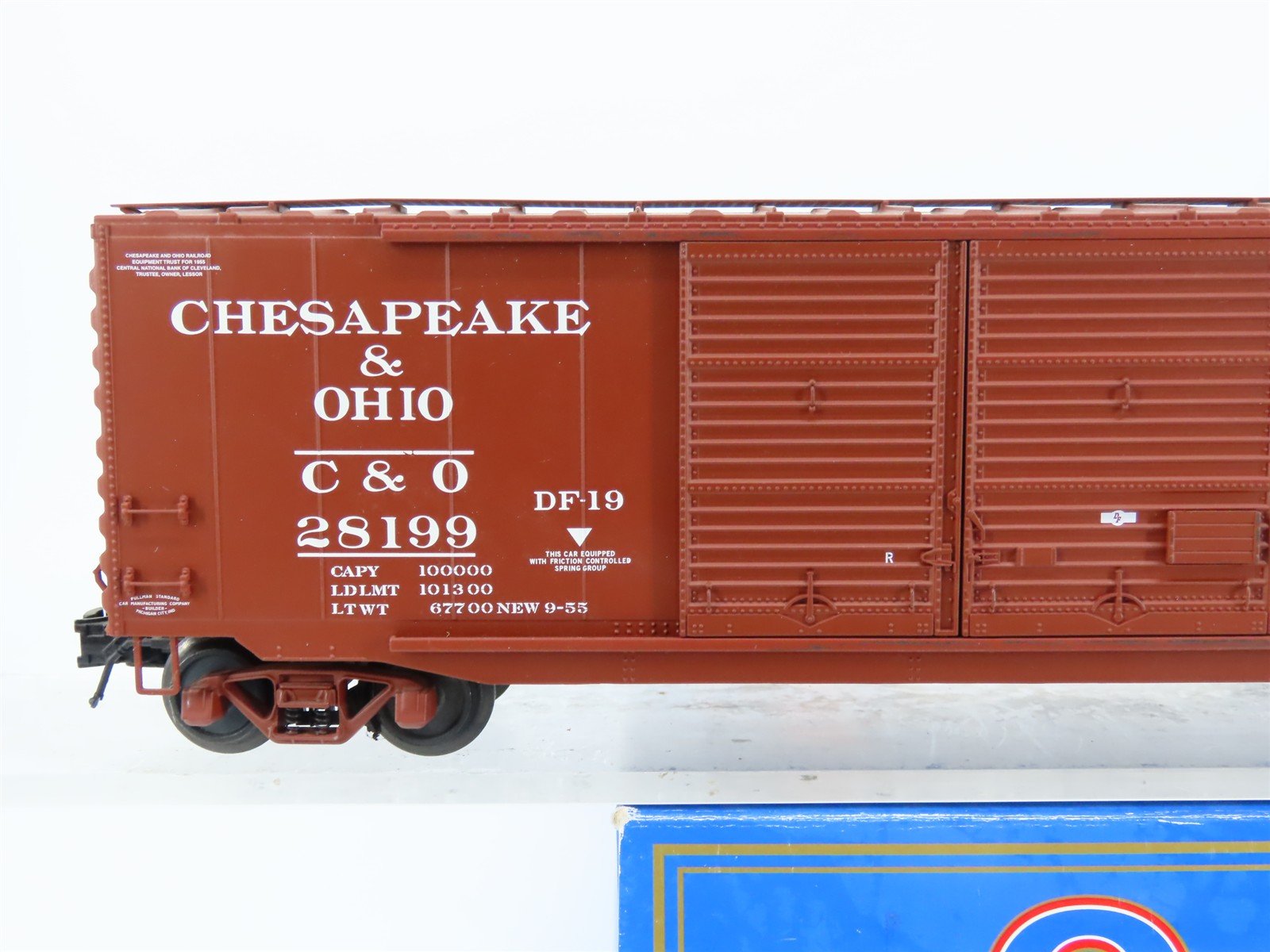 O Gauge 3-Rail Atlas 8417-4 C&O Chesapeake & Ohio 50' Double Door Box Car #28199