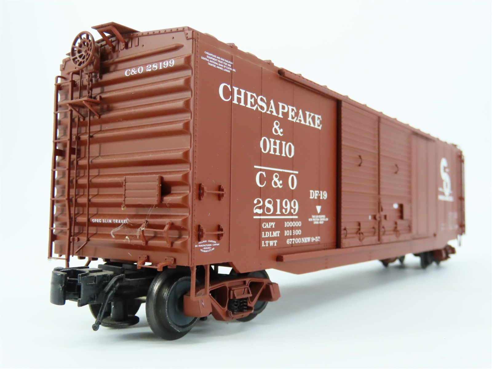O Gauge 3-Rail Atlas 8417-4 C&O Chesapeake & Ohio 50' Double Door Box Car #28199