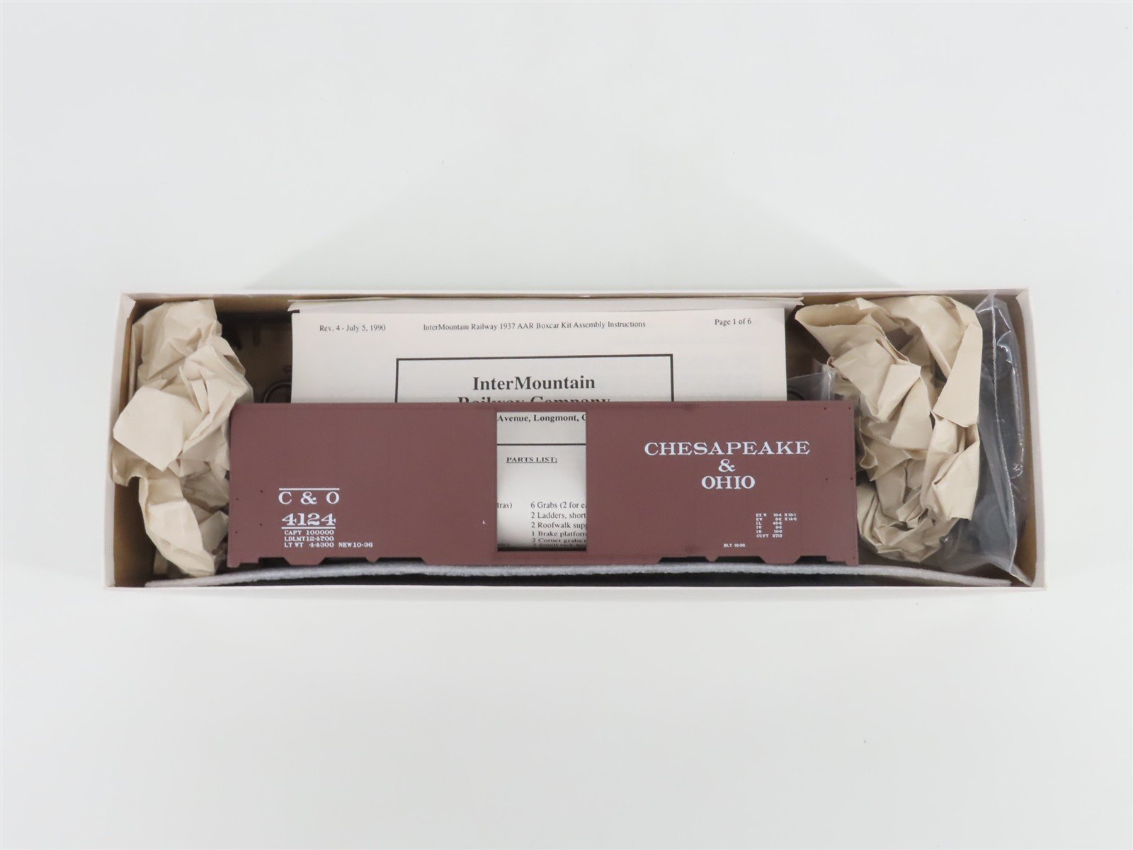 O Gauge 3-Rail InterMountain Kit OBCO1124 C&O 1937 AAR 40' Box Car #4124