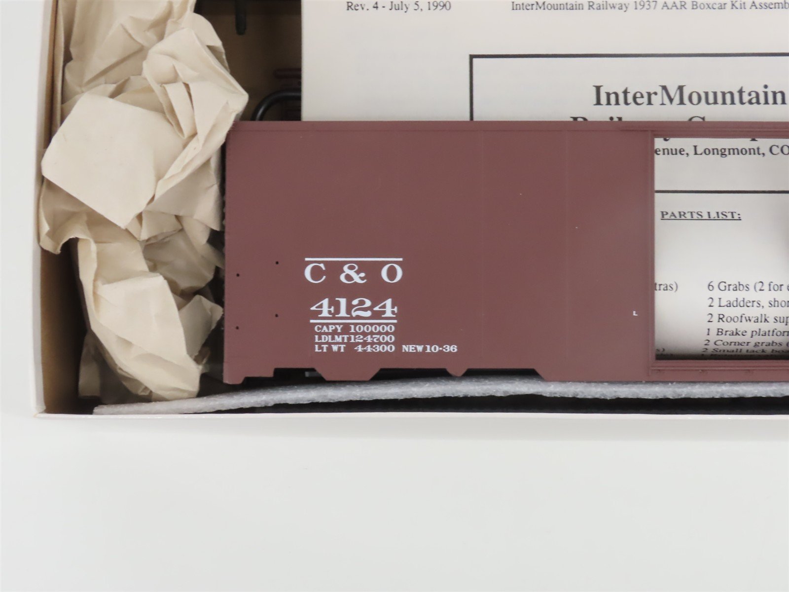 O Gauge 3-Rail InterMountain Kit OBCO1124 C&O 1937 AAR 40' Box Car #4124