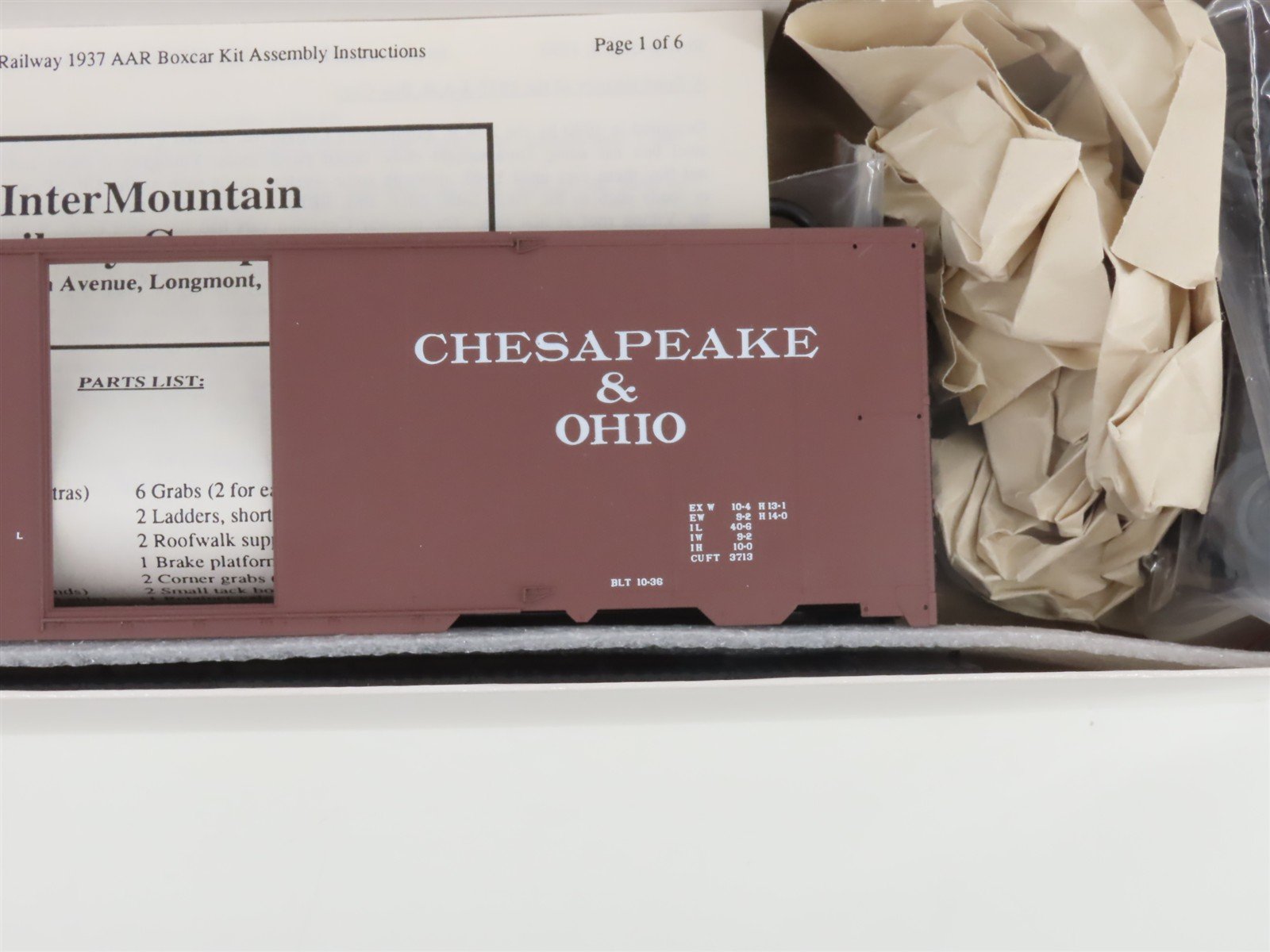 O Gauge 3-Rail InterMountain Kit OBCO1124 C&O 1937 AAR 40' Box Car #4124