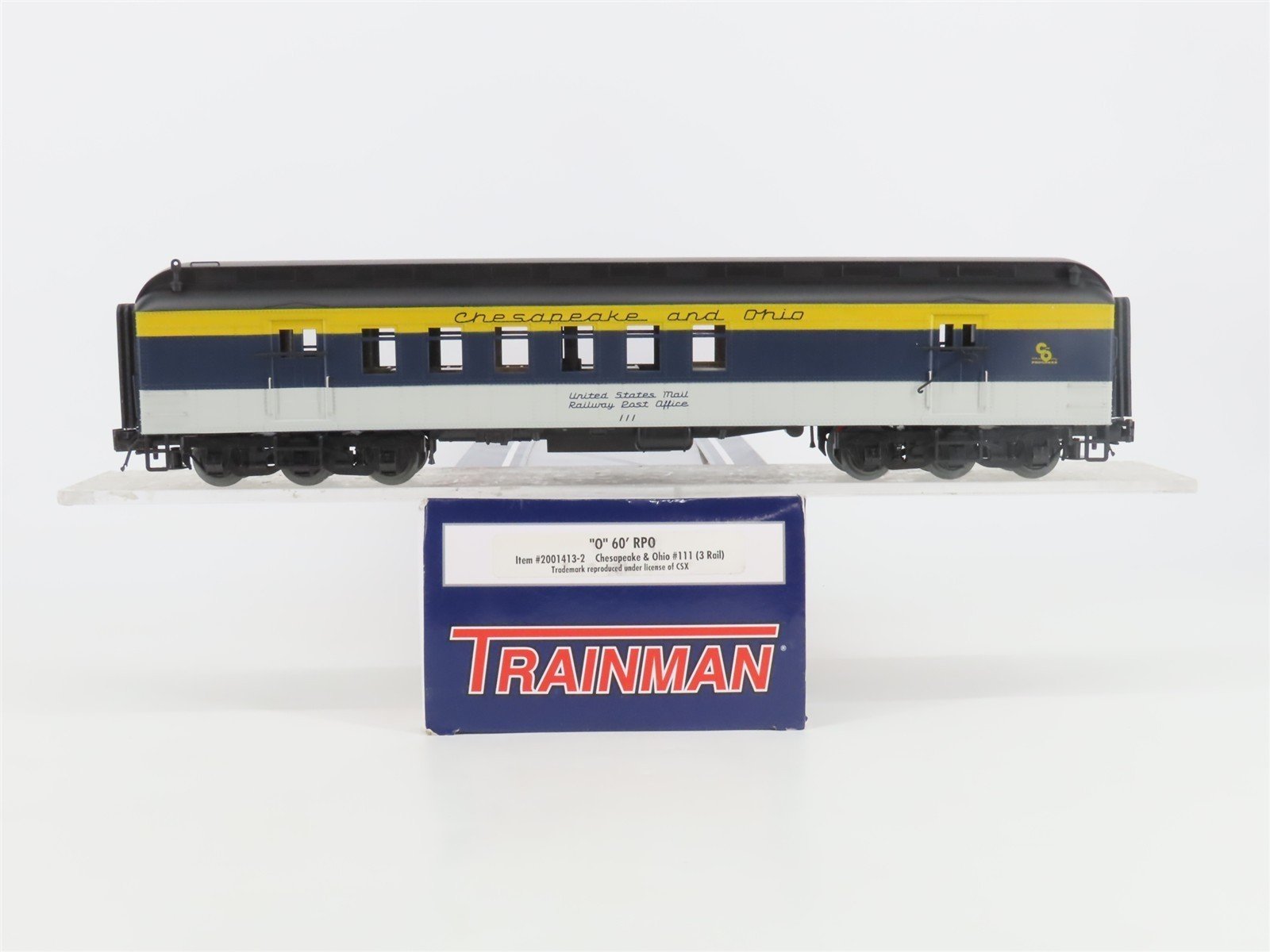 O Gauge 3-Rail Atlas Trainman 2001413-2 C&O 60' US Mail RPO Passenger Car #111