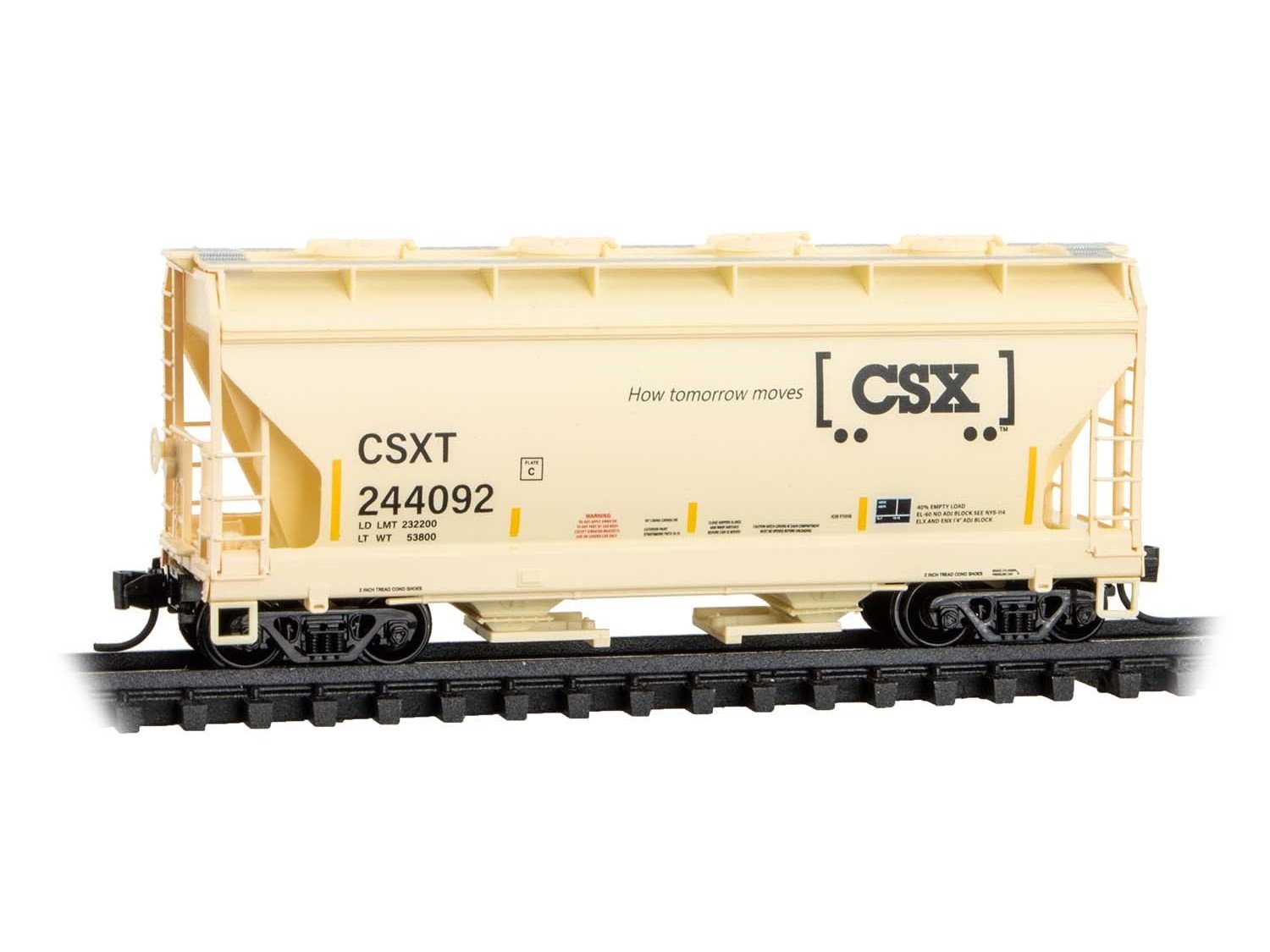 N Micro-Trains MTL 09200650 CSX "Boxcar Logo" 2-Bay Covered Hopper #244092