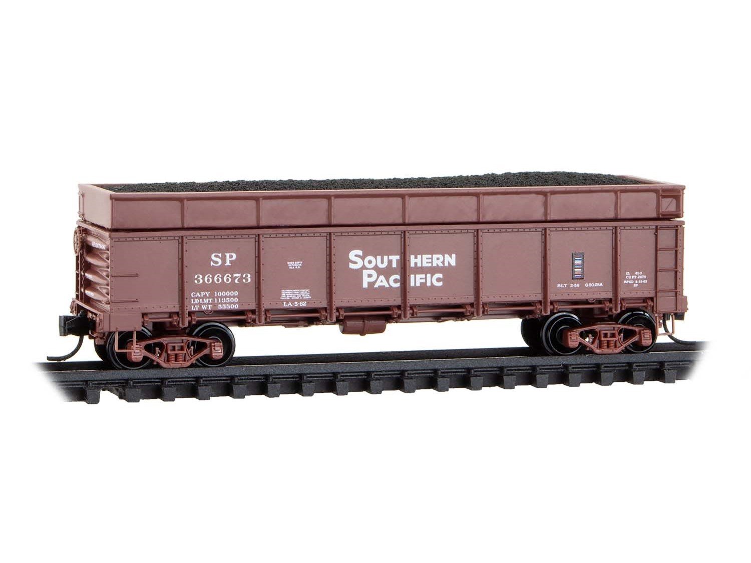 N Scale Micro-Trains MTL 08300190 SP 40' Drop Bottom Gondola #366673 w/ Load