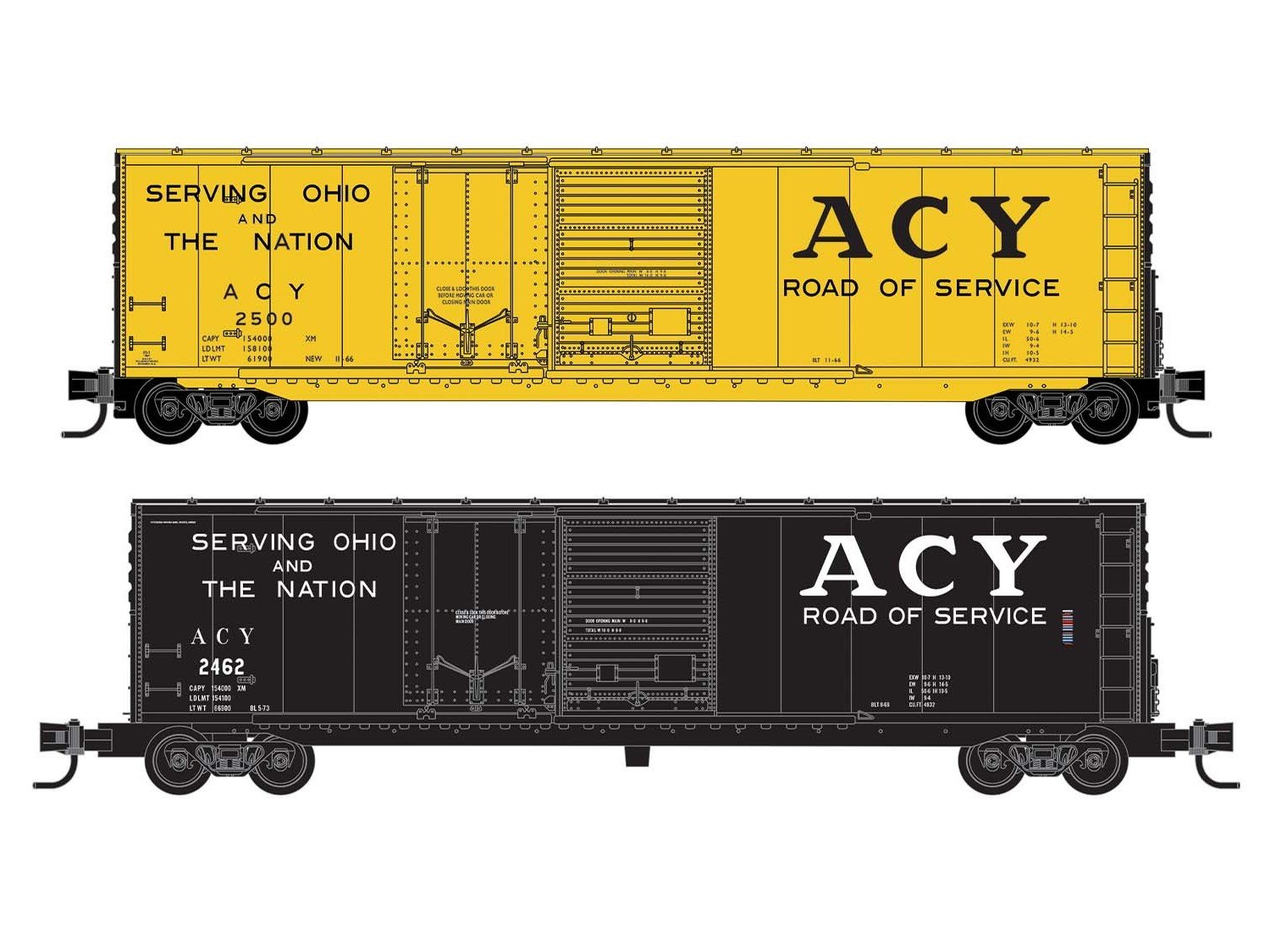 N Micro-Trains MTL 98302287 ACY Akron Canton & Youngstown 50' Box Cars 2-Pack
