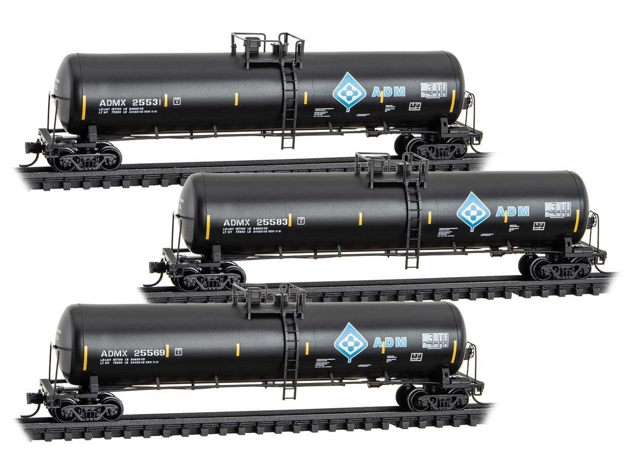 N Micro-Trains MTL 98300241 ADM Archer Daniels Midland 56' Tank Cars 3-Pack
