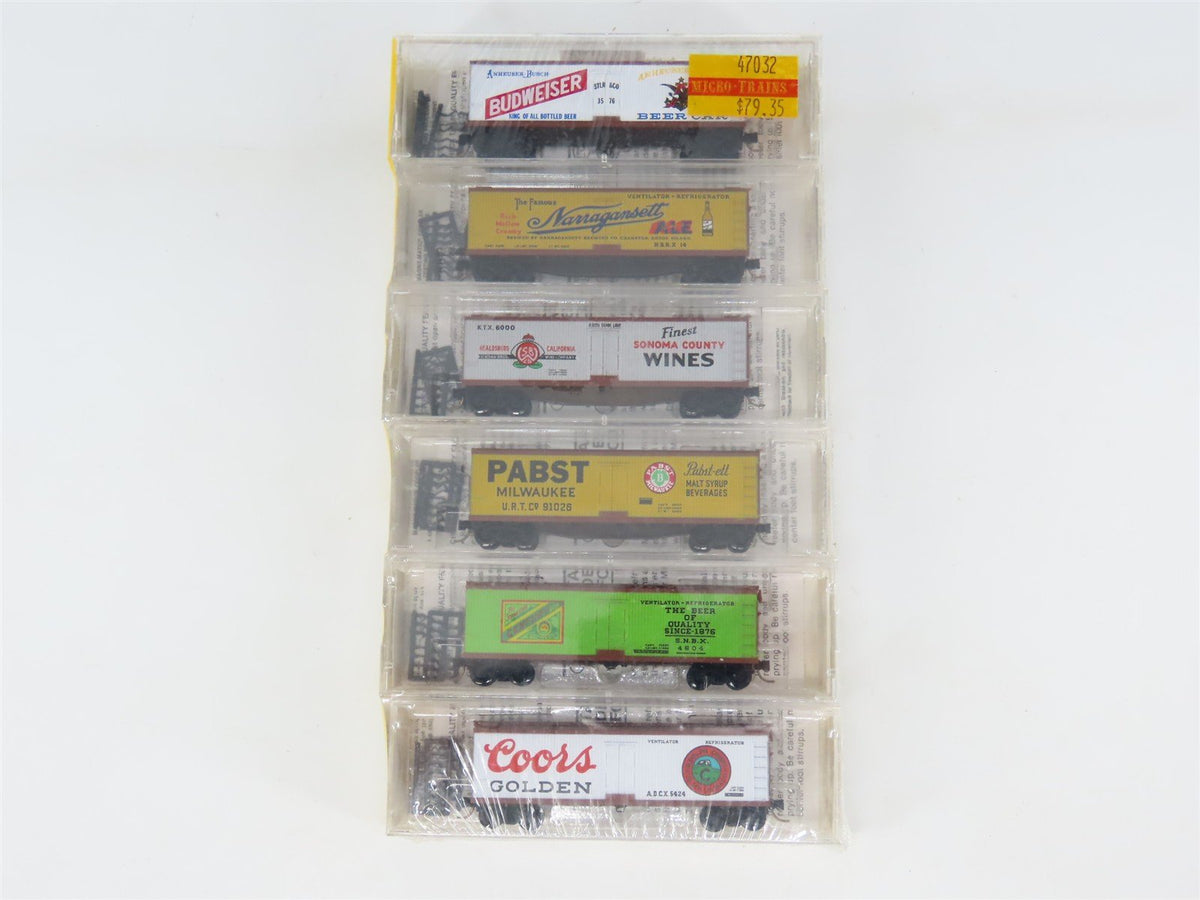 N Scale Micro-Trains MTL 47032 Beverage Beer 40&#39; Wood Reefers Six-Pack SEALED