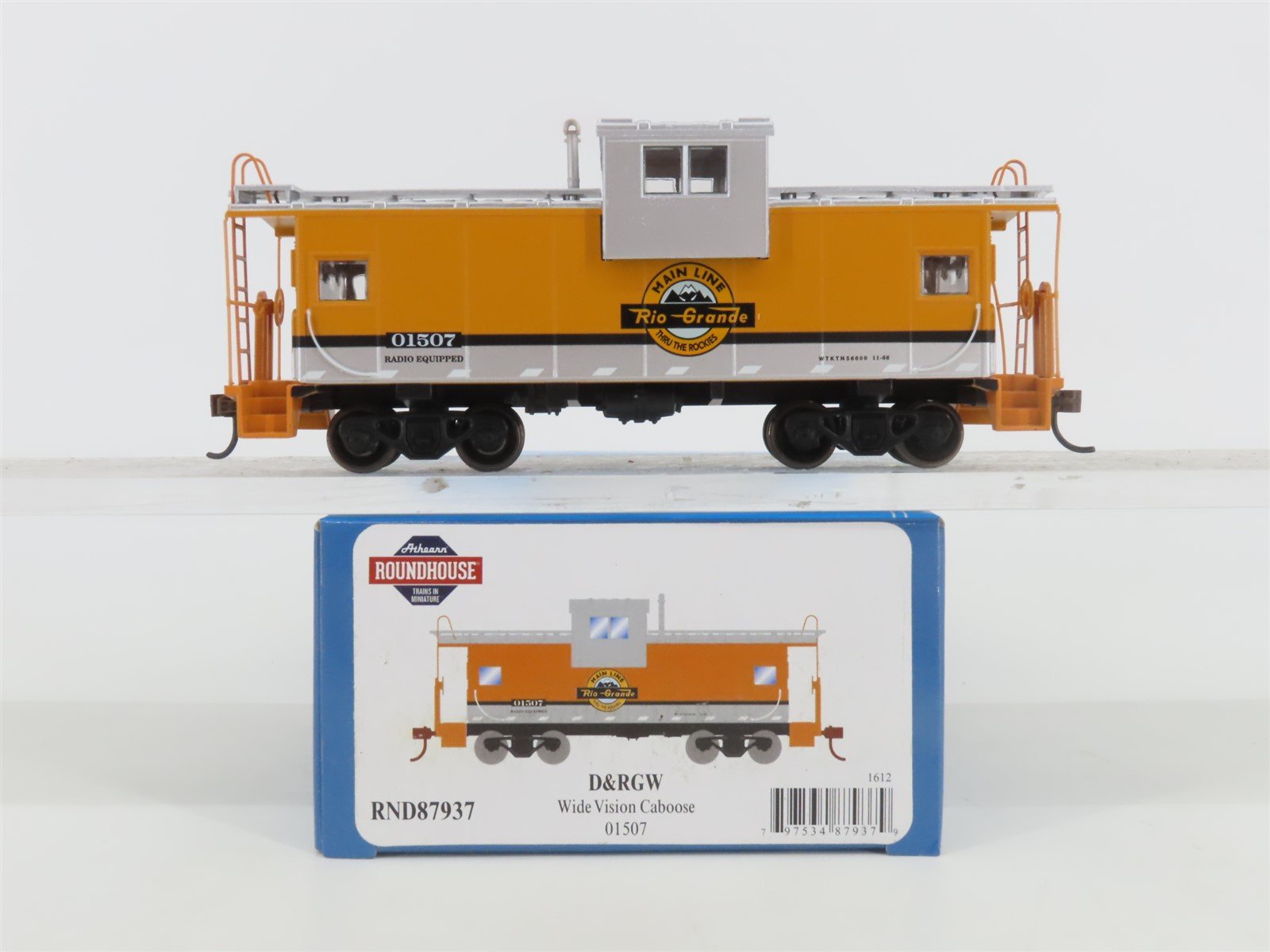 HO Scale Athearn Roundhouse RND87937 D&RGW Rio Grande Wide Vision Caboose #01507