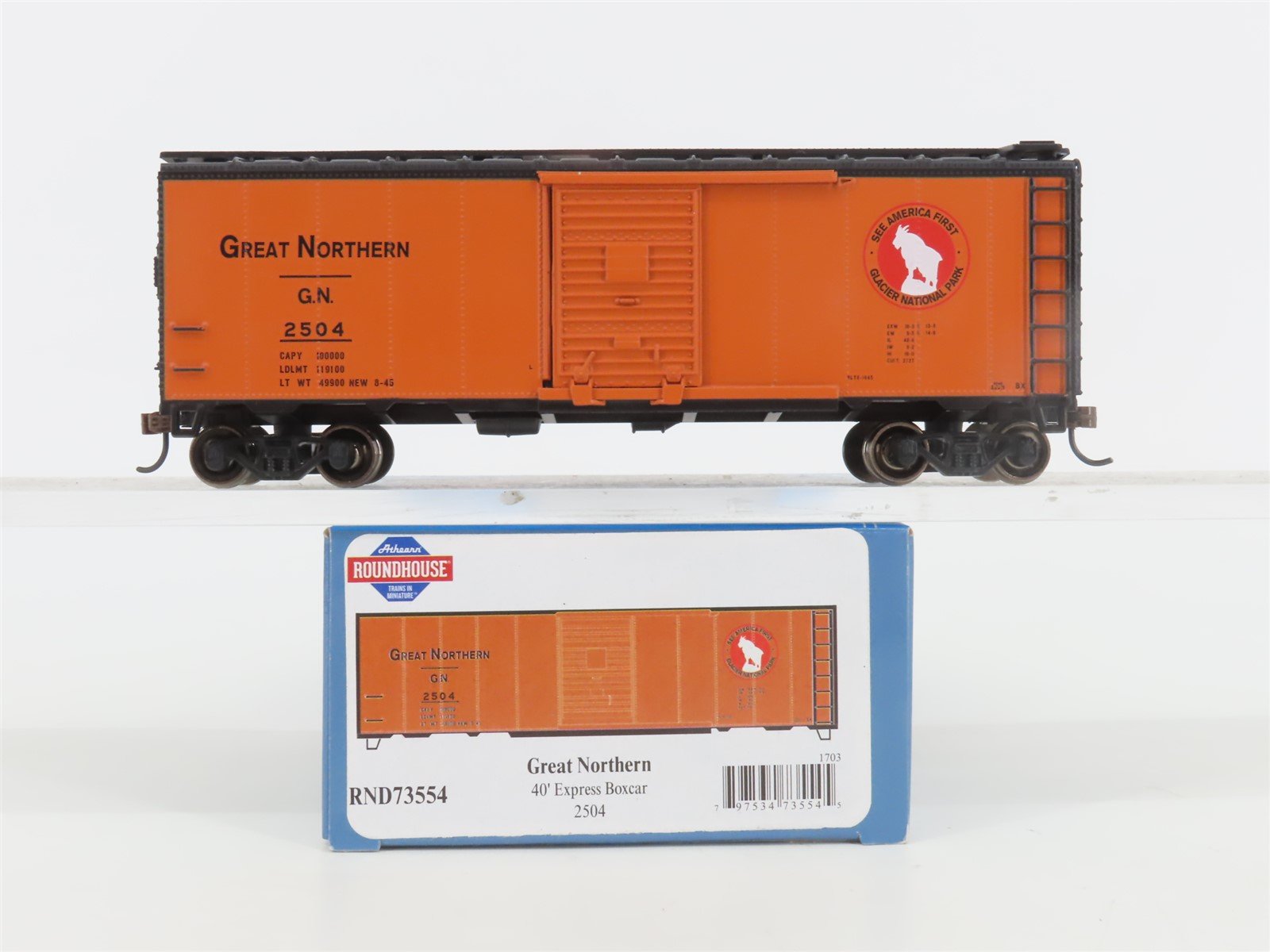 HO Scale Athearn Roundhouse RND73554 GN Great Northern 40' Box Car #2504