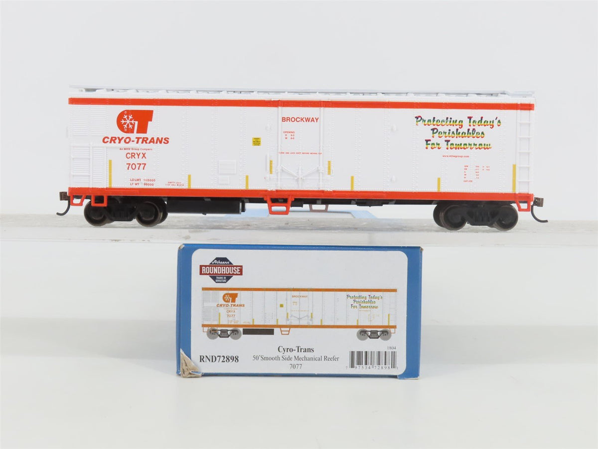 HO Scale Athearn Roundhouse RND72898 CRYX Cryo-Trans 50&#39; Mechanical Reefer #7077