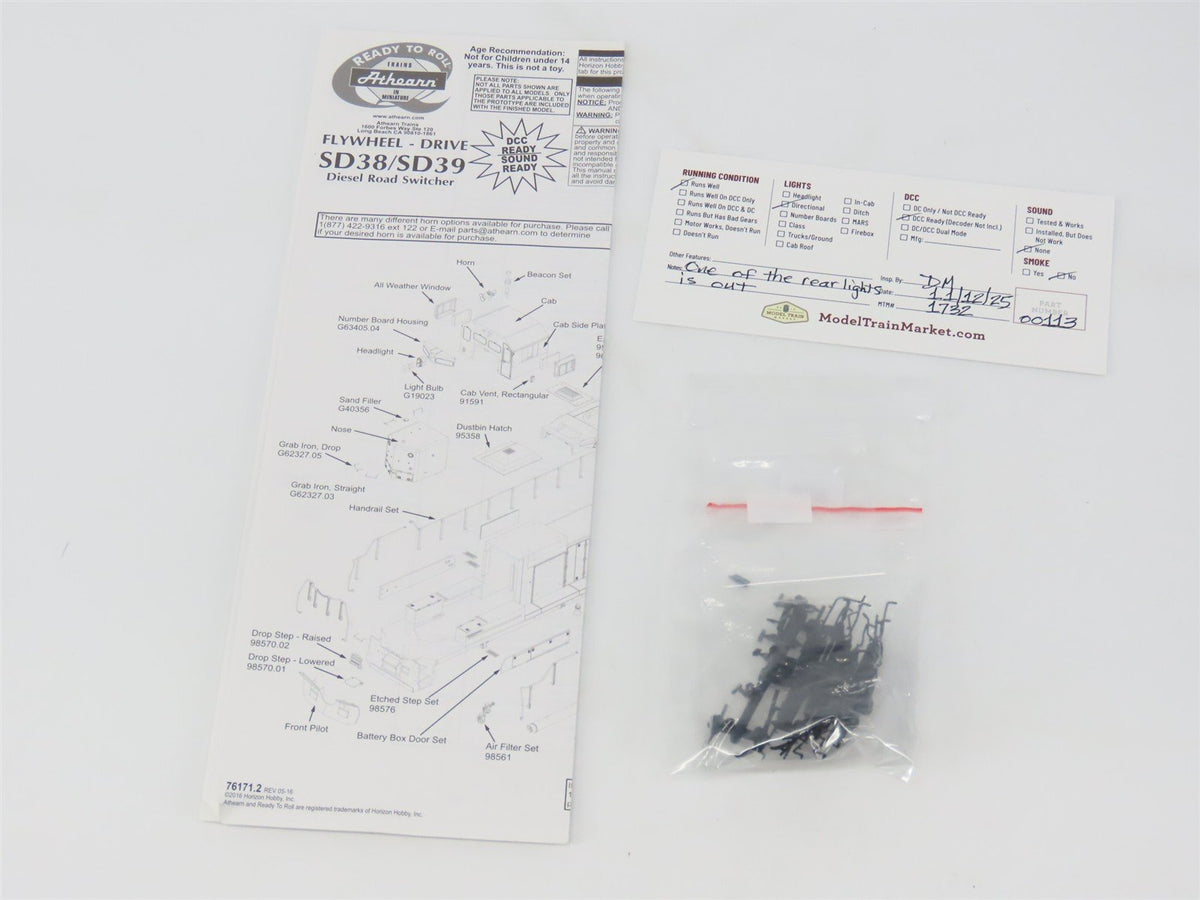 HO Athearn ATH88486 NS Norfolk Southern EMD SD38 Diesel #3811 - DCC Ready