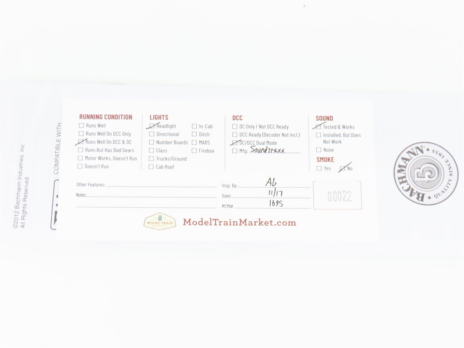 HO Scale Bachmann 64302 NYC New York Central F7A Diesel Loco w/ DCC & Sound