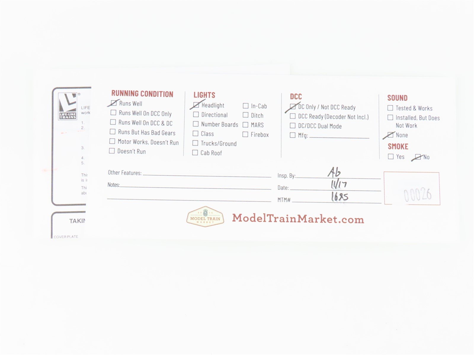 HO Scale Life-Like 8689 ATSF Santa Fe F7A Diesel Locomotive