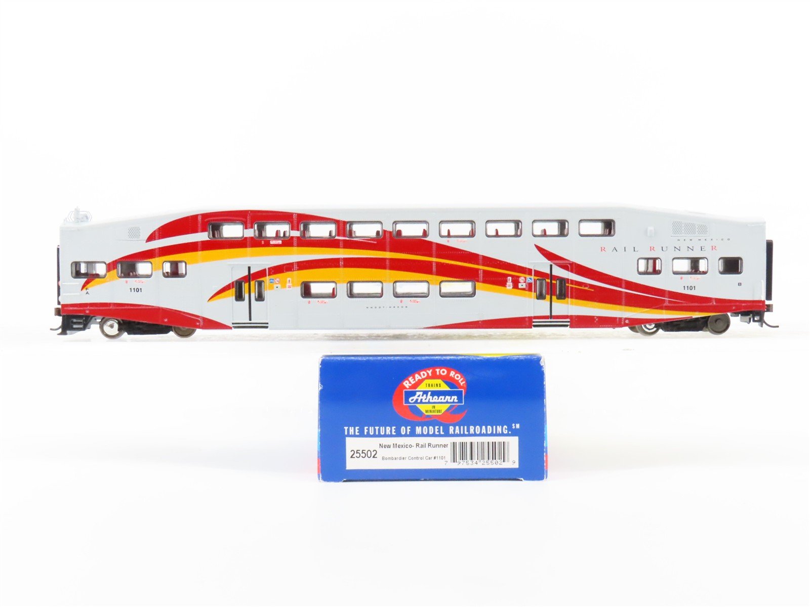 HO Athearn 25502 NM Rail Runner Bombardier Bi-Level Control Car Passenger #1101