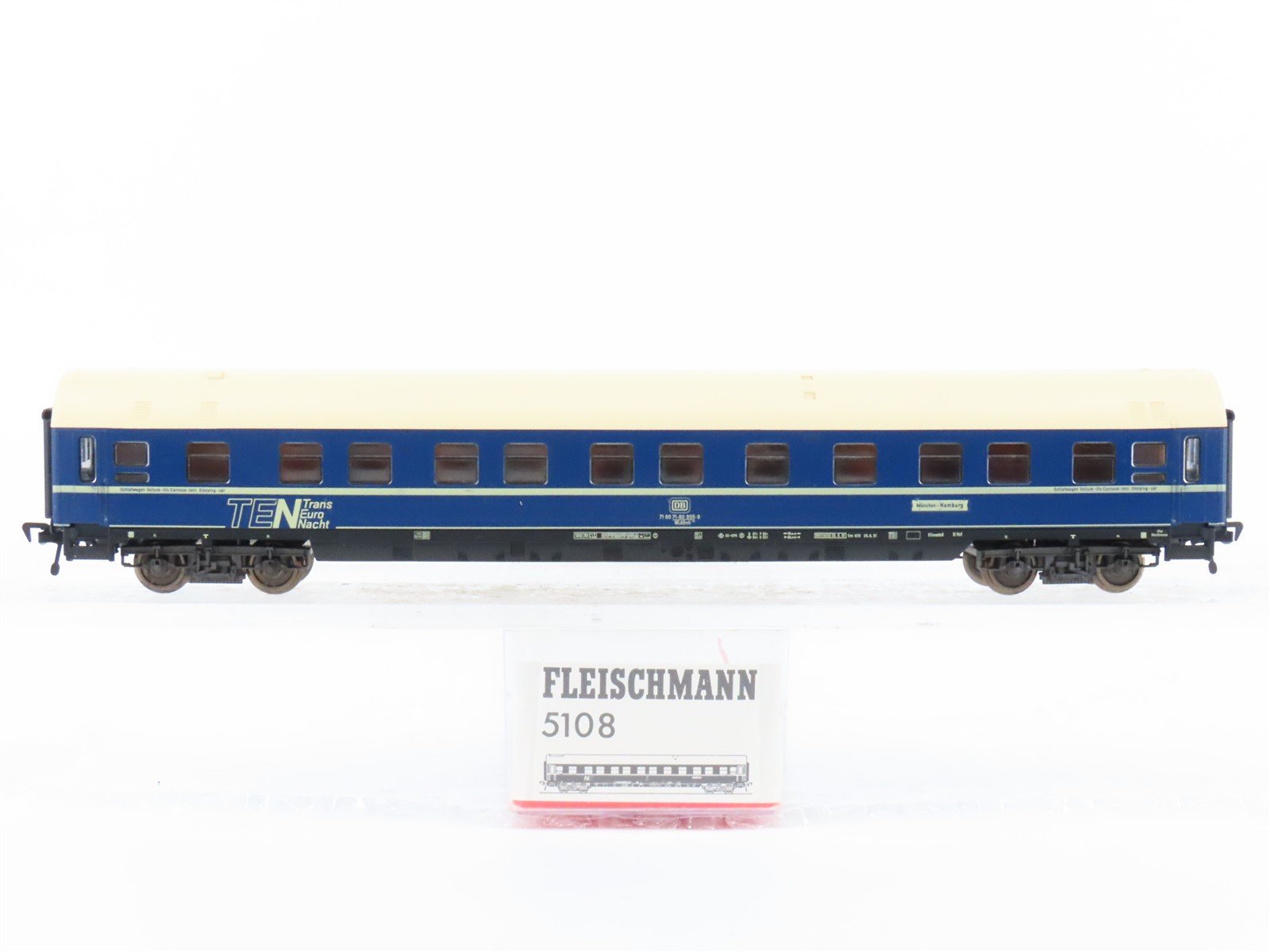 HO Scale Fleischmann 5108 DB TEN Trans-Euro-Nacht Sleeper Passenger Car #955-9