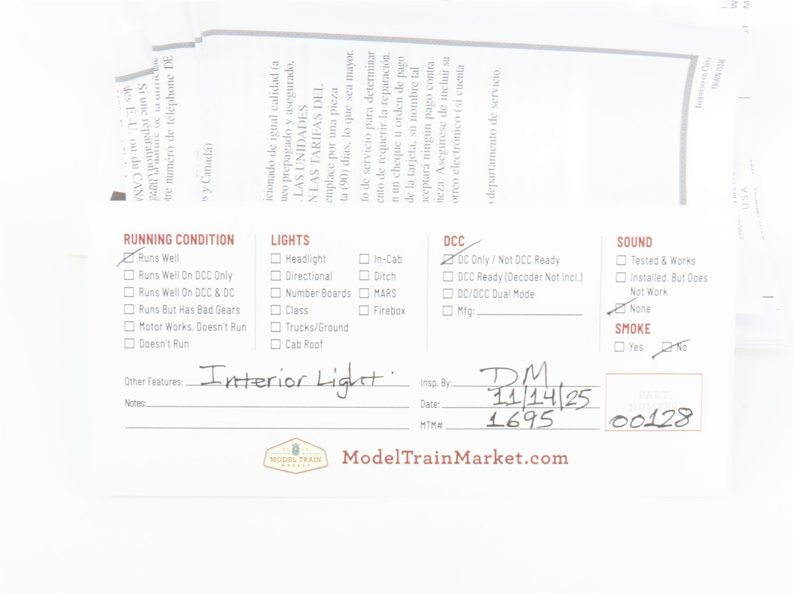 HO Scale Bachmann 61048 Yellow Brill Trolley Electric #36