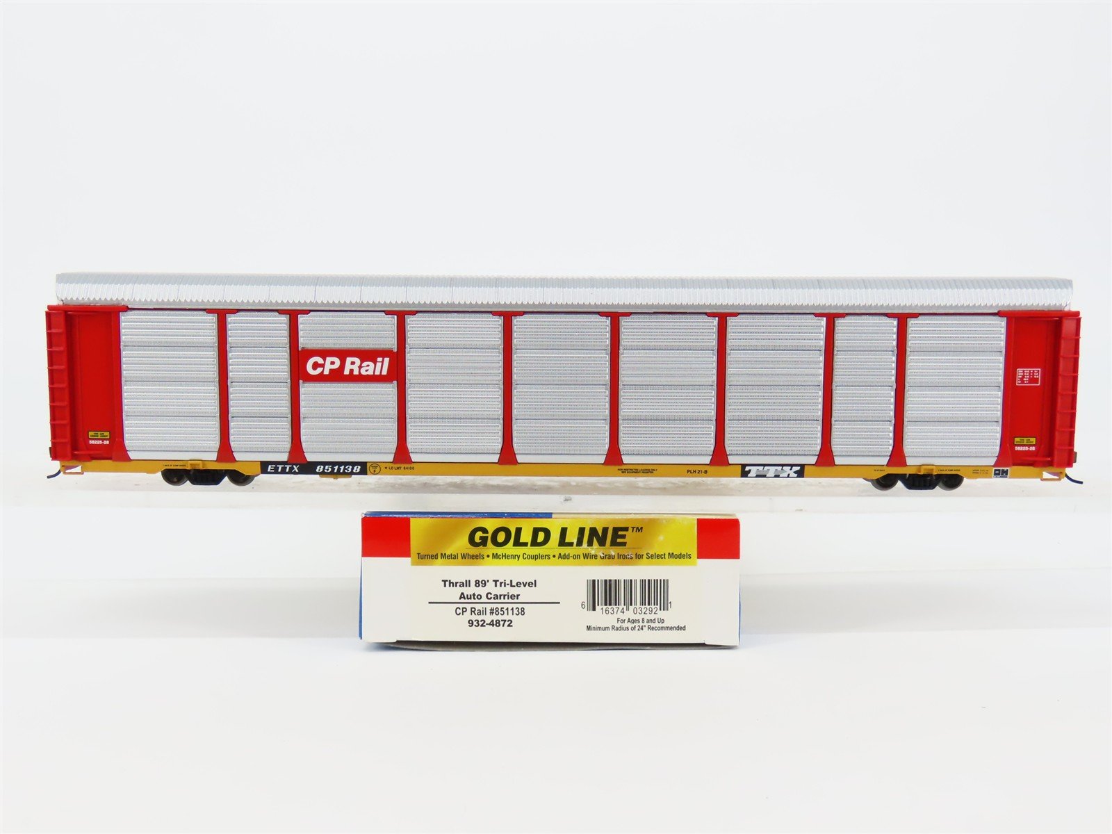 HO Walthers Gold Line 932-4872 ETTX CP Rail 89' Tri-Level Auto Carrier #851138