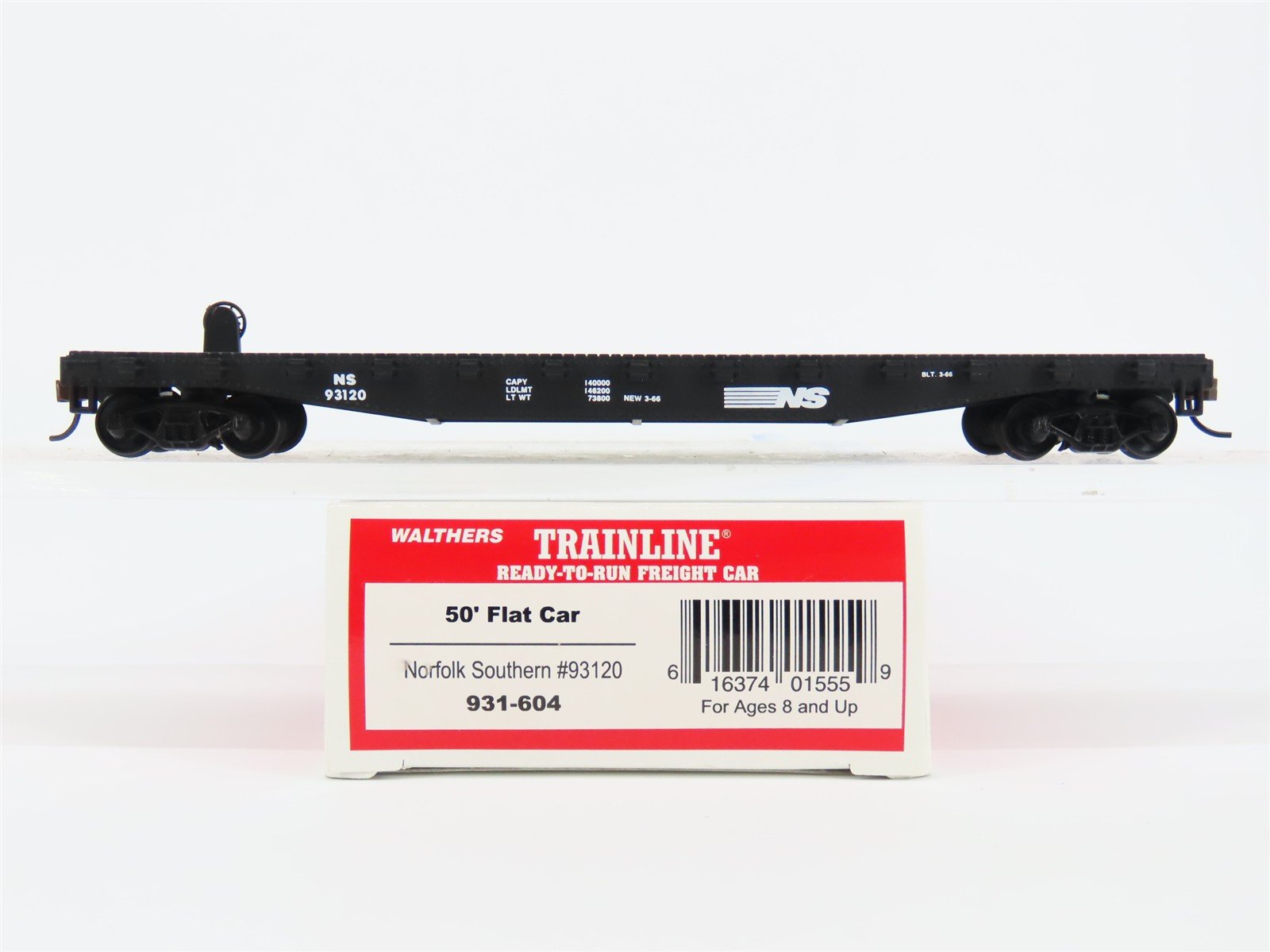 HO Scale Walthers Trainline 931-604 NS Norfolk Southern 50' Flat Car #93120