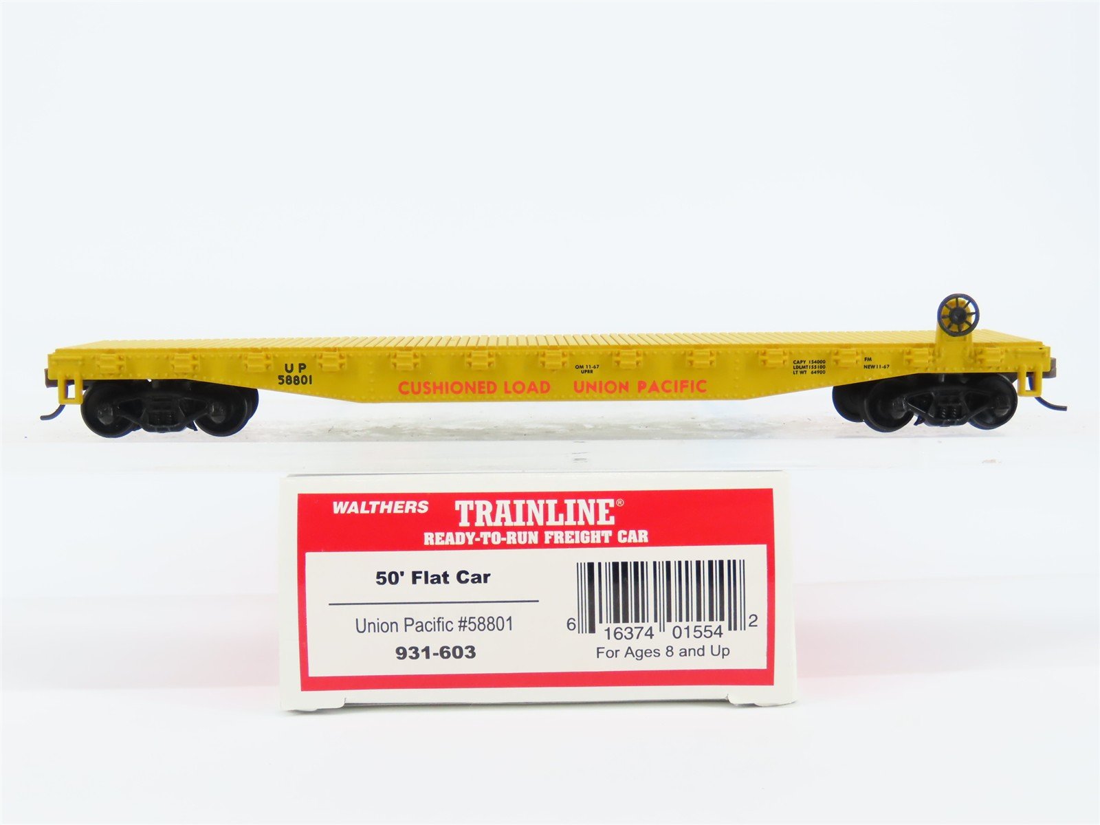 HO Scale Walthers Trainline 931-603 UP Union Pacific 50' Flat Car #58801