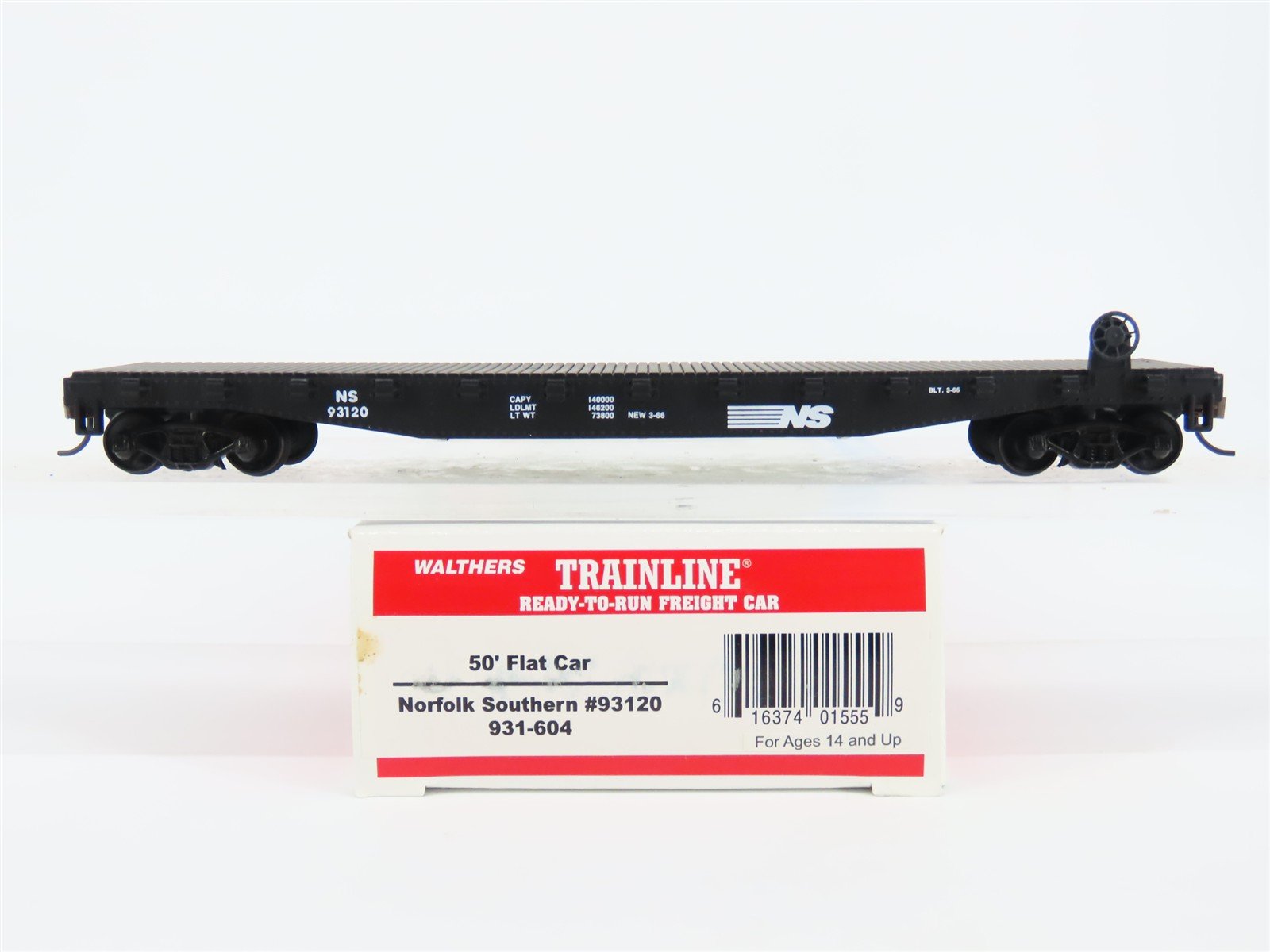 HO Scale Walthers Trainline 931-604 NS Norfolk Southern 50' Flat Car #93120