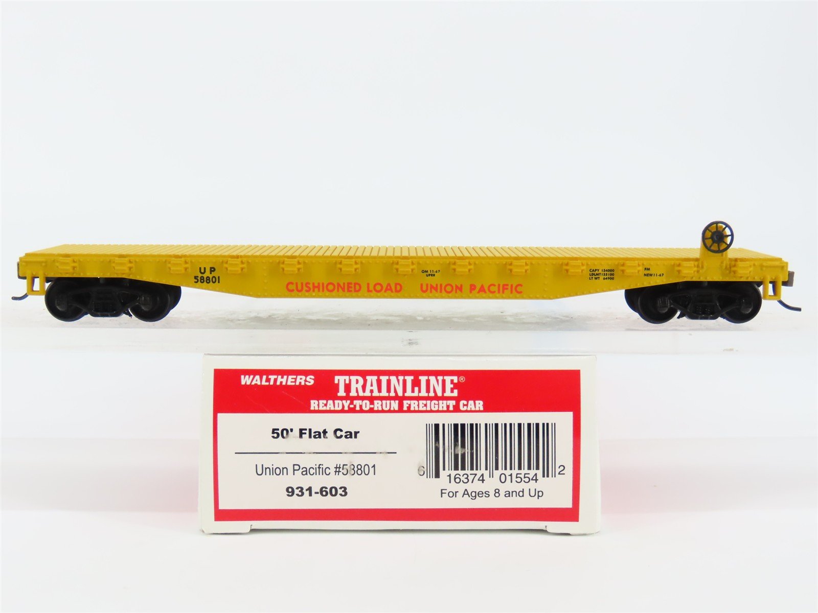 HO Scale Walthers Trainline 931-603 UP Union Pacific 50' Flat Car #58801