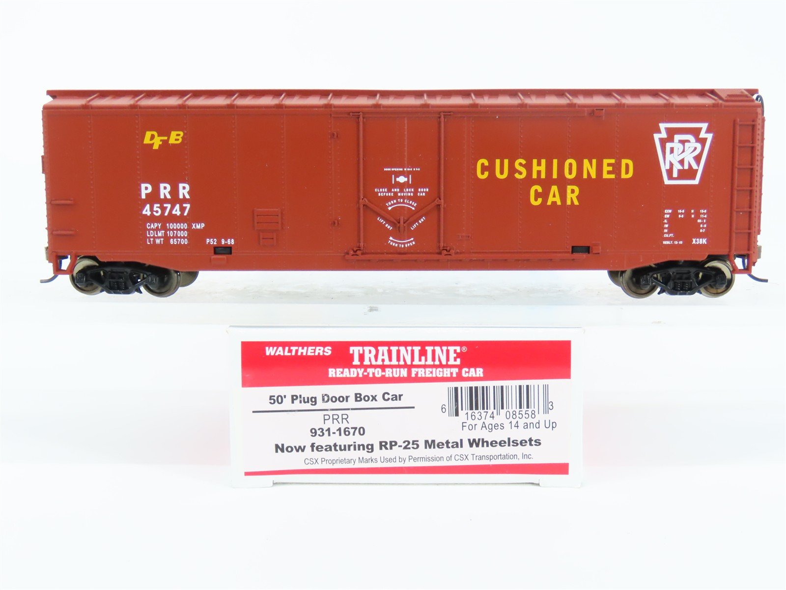 HO Scale Walthers Trainline 931-1670 PRR Pennsylvania 50' Box Car #45747