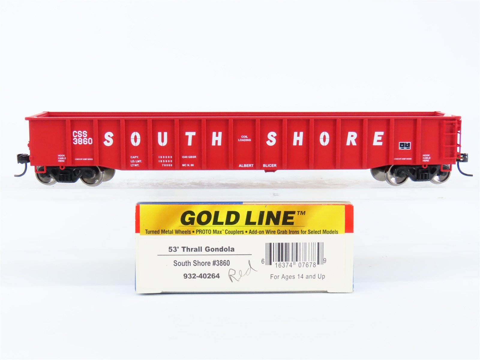 HO Scale Walthers Gold Line 932-40264 CSS South Shore 53' Gondola #3860