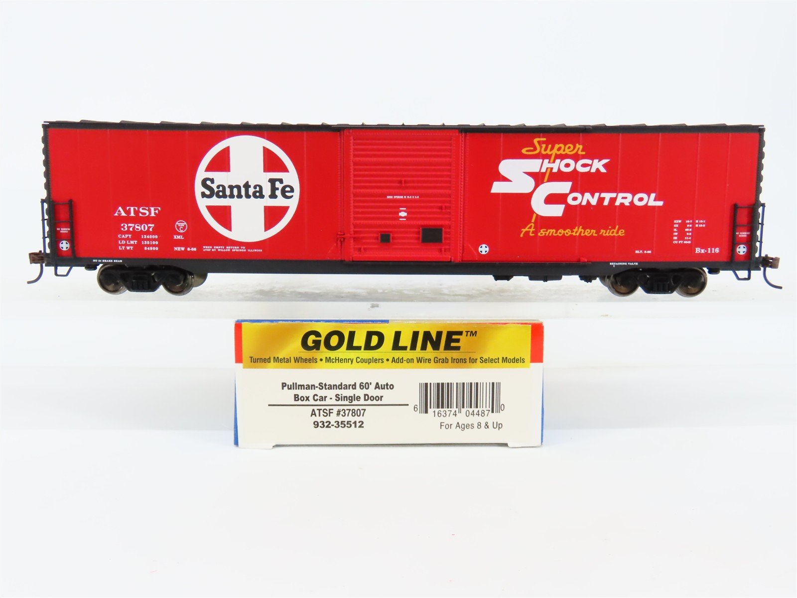 HO Scale Walthers Gold Line 932-35512 ATSF Santa Fe 60' Auto Box Car #37807