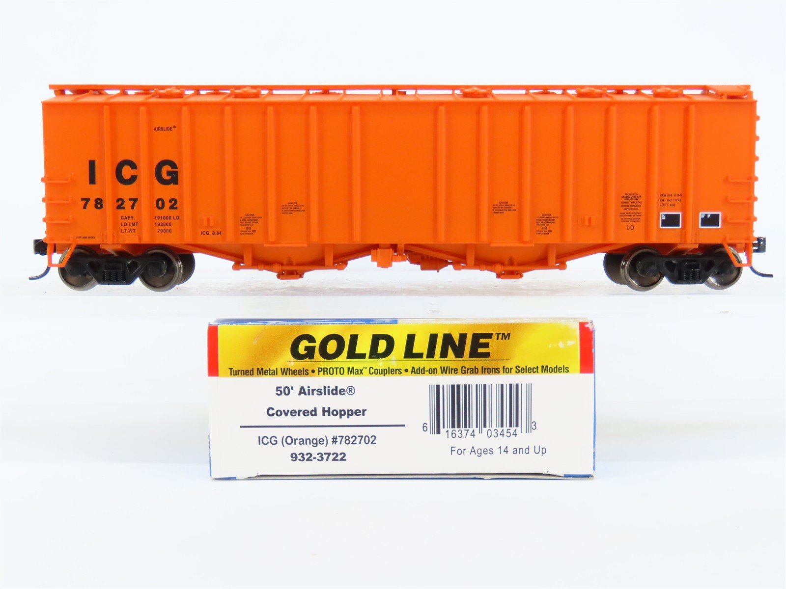 HO Walthers Gold Line 932-3722 ICG Illinois Central Gulf Airslide Hopper #782702