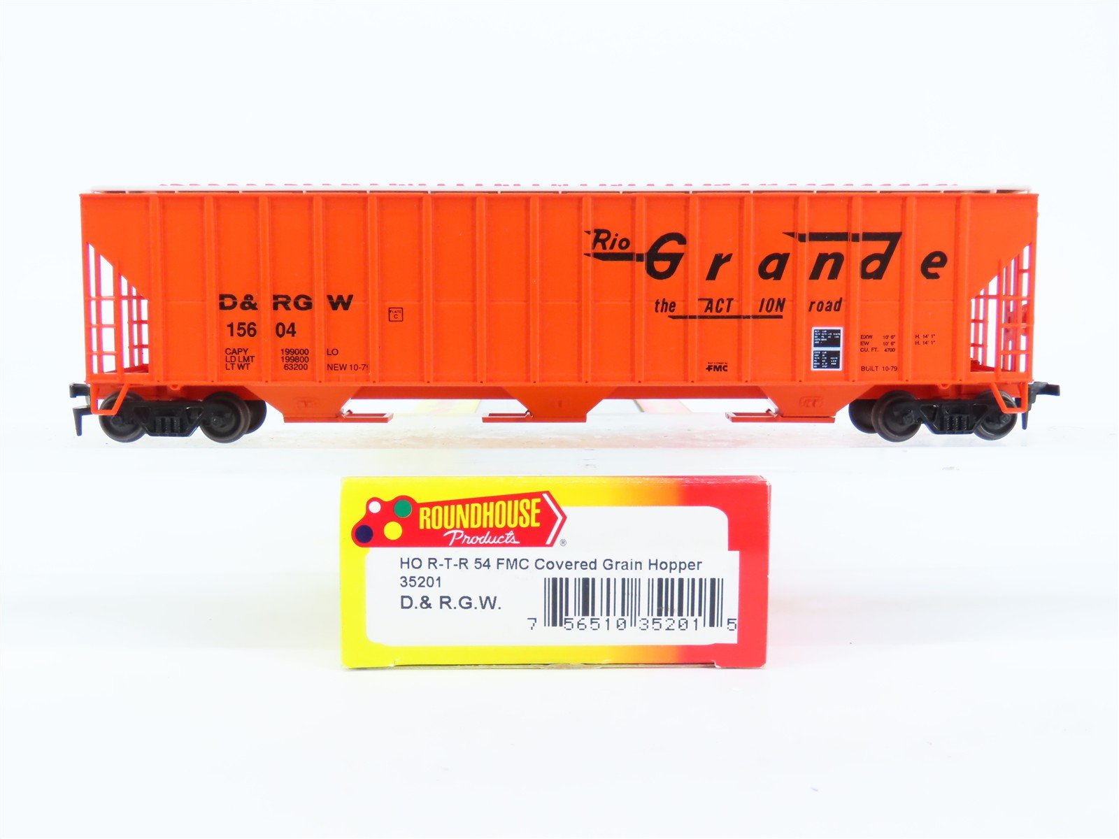 HO Scale Roundhouse 35201 D&RGW Rio Grande Railroad 3-Bay Covered Hopper #15604