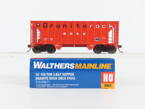 HO Walthers Mainline 910-56611 GRCX Granite Rock 34' 100-Ton 2-Bay Hopper #1842