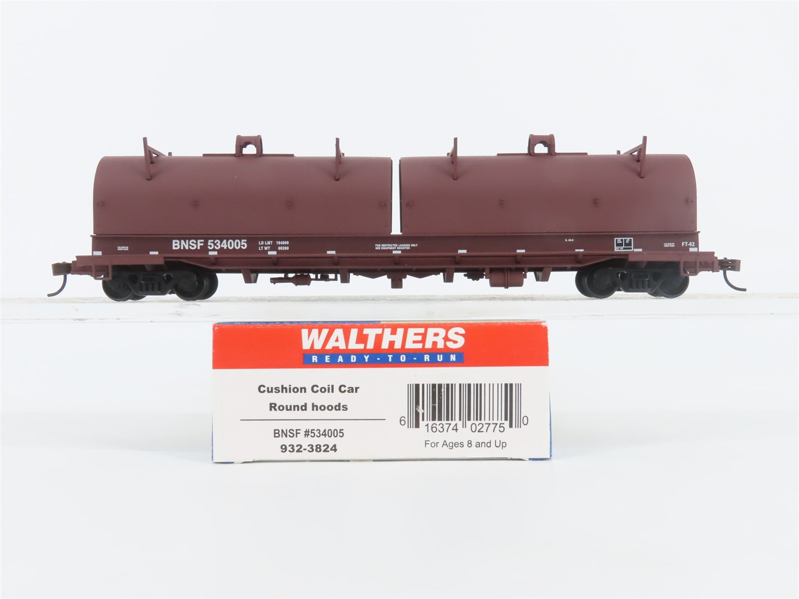 HO Scale Walthers 932-3824 BNSF Railway Round-Hood Cushion Coil Car #534005