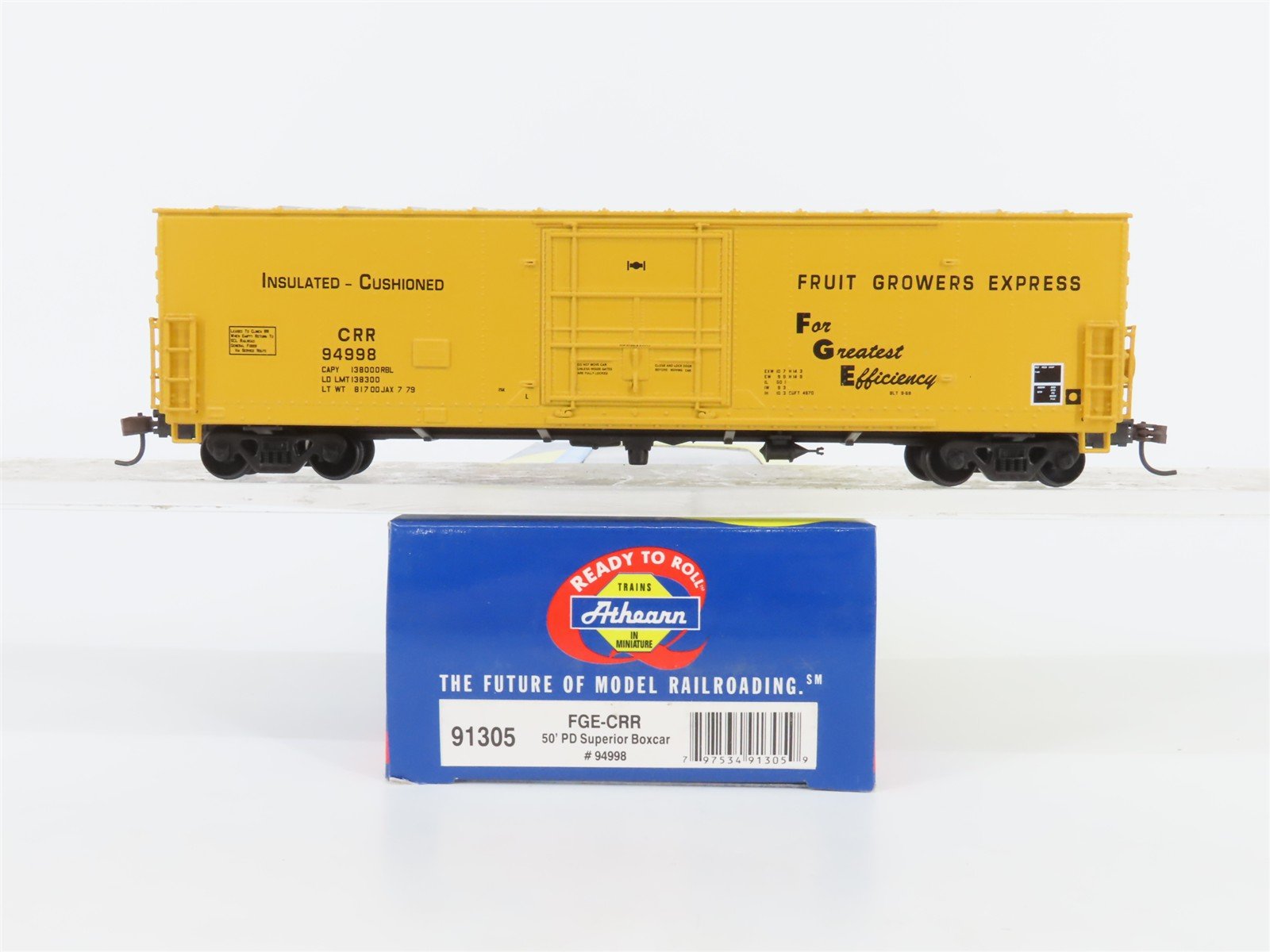 HO Athearn 91305 CRR FGE Fruit Growers Express 50' Insulated Box Car #94998