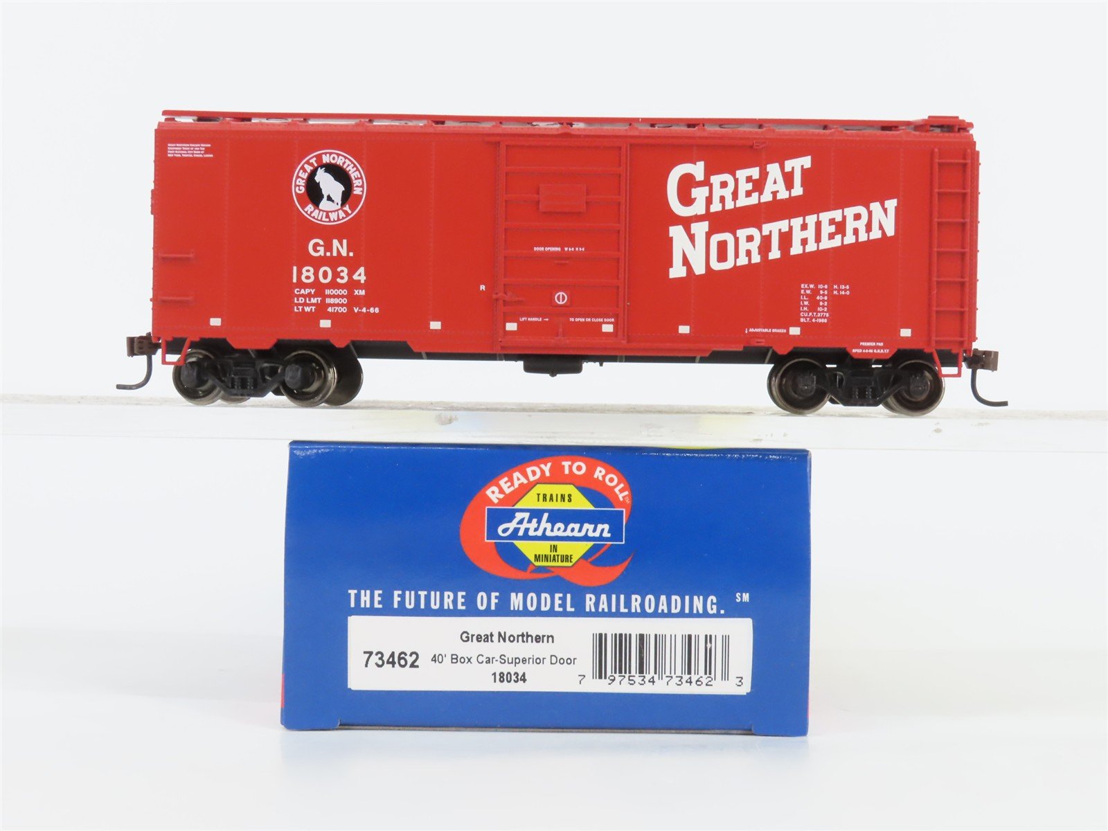 HO Scale Athearn 73462 GN Great Northern 40' Superior Door Box Car #18034