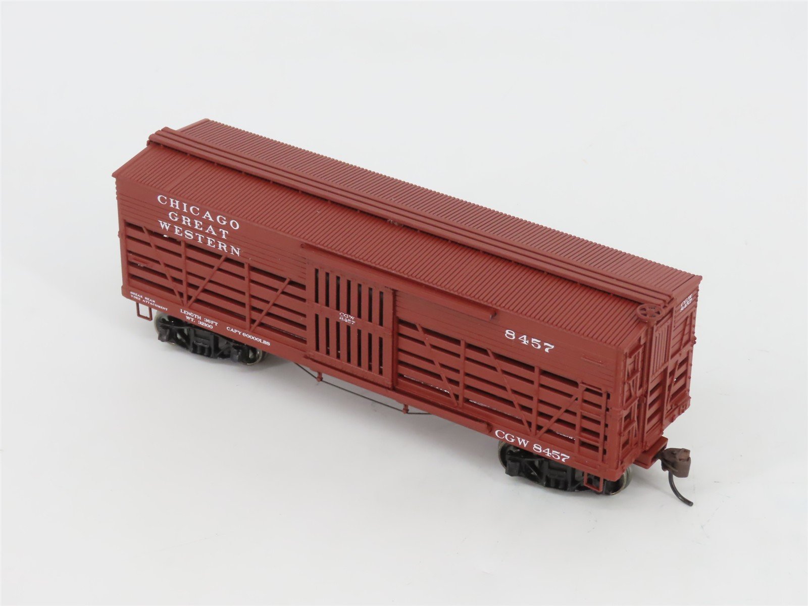HO Scale Roundhouse 84205 CGW Chicago Great Western 36' Stock Car #8457