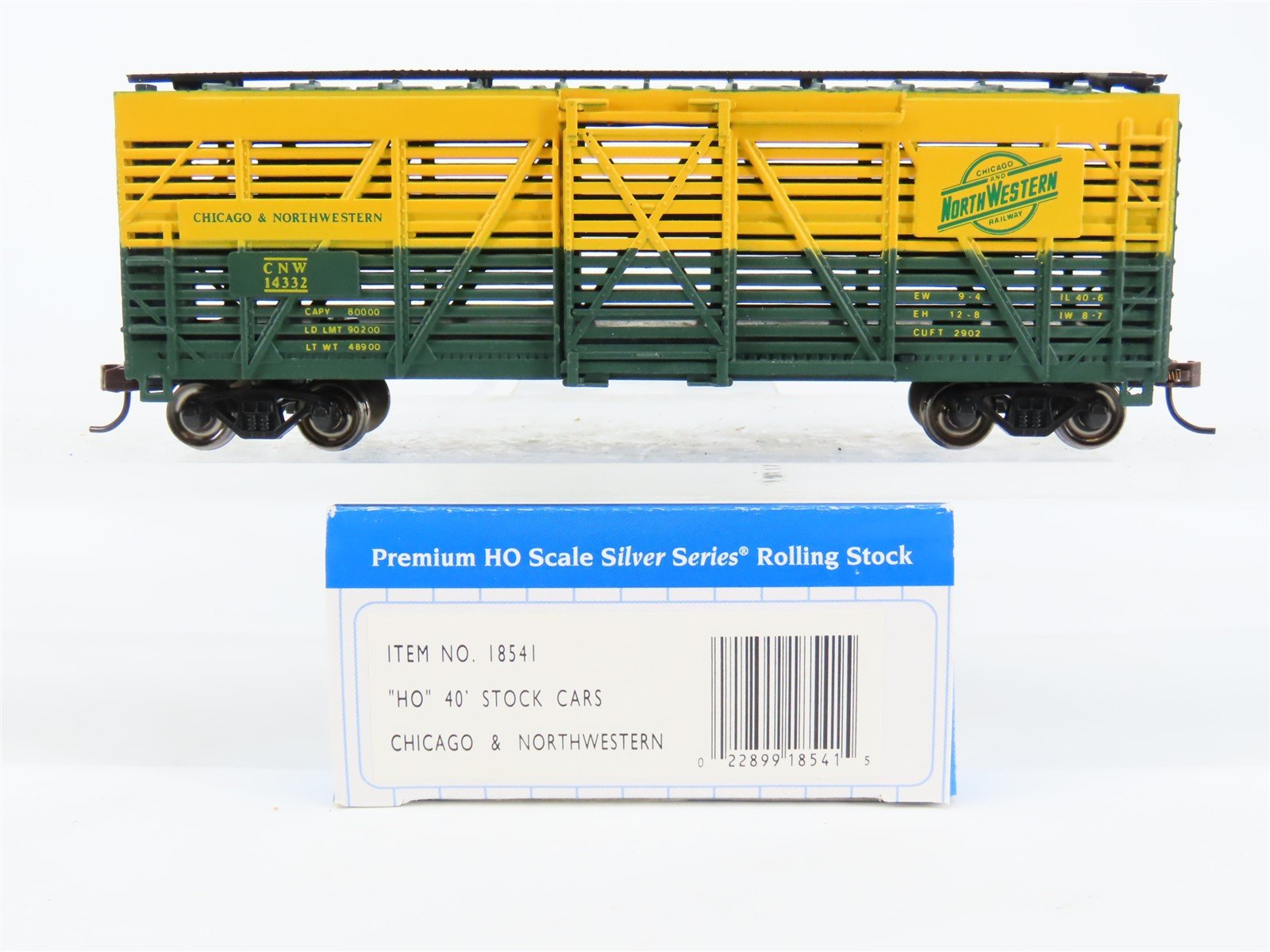 HO Bachmann Silver Series 18541 CNW Chicago & North Western 40' Stock Car #14332