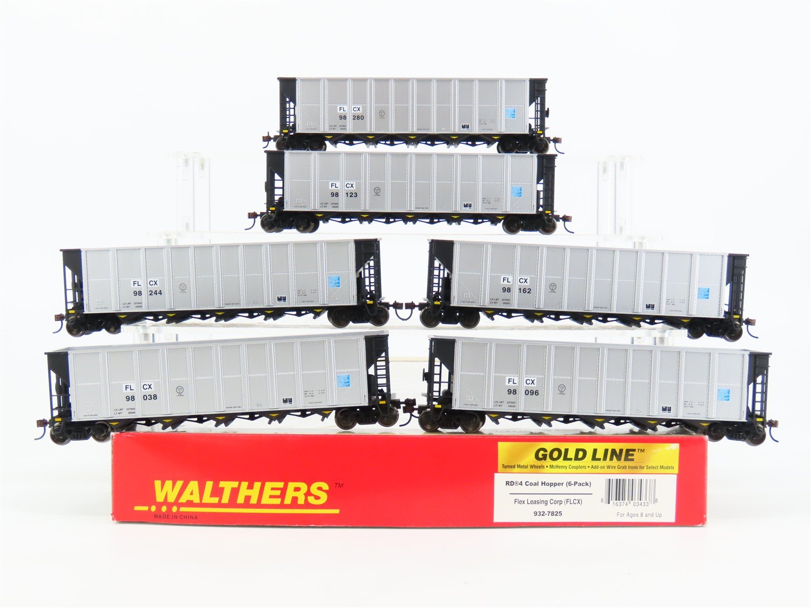 HO Scale Walthers Gold Line 932-7825 FLCX Flex Leasing 5-Bay Coal Hopper 6-Pack