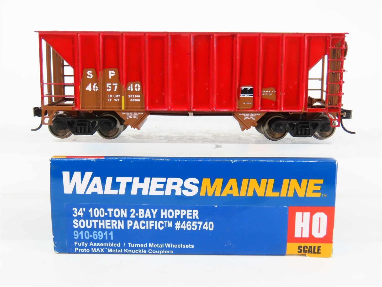 HO Walthers Mainline 910-6911 SP Southern Pacific 2-Bay Hopper #465740 - CUSTOM