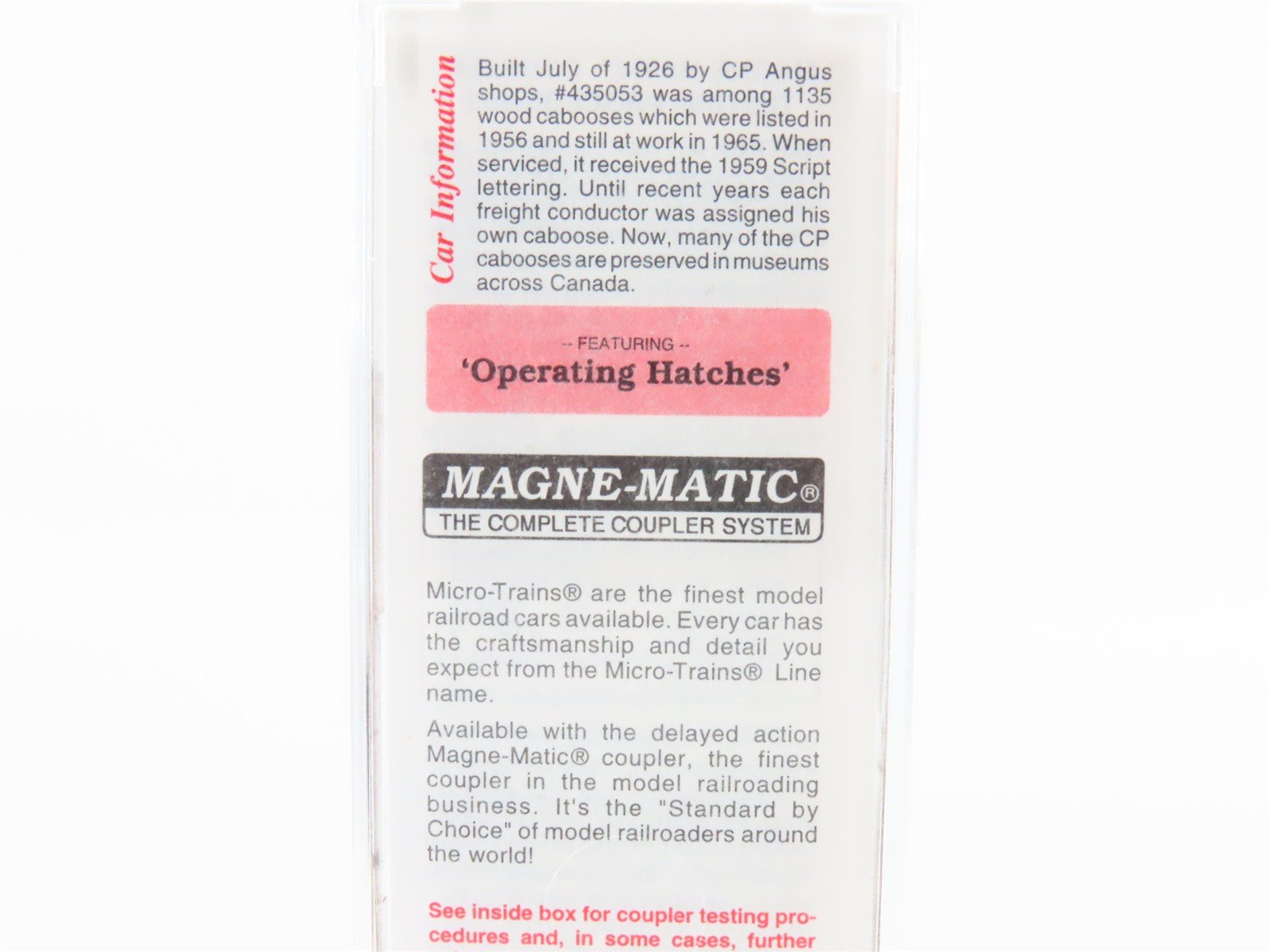 N Scale Micro-Trains MTL 51010 CP Canadian Pacific 34' Wood Caboose #435053