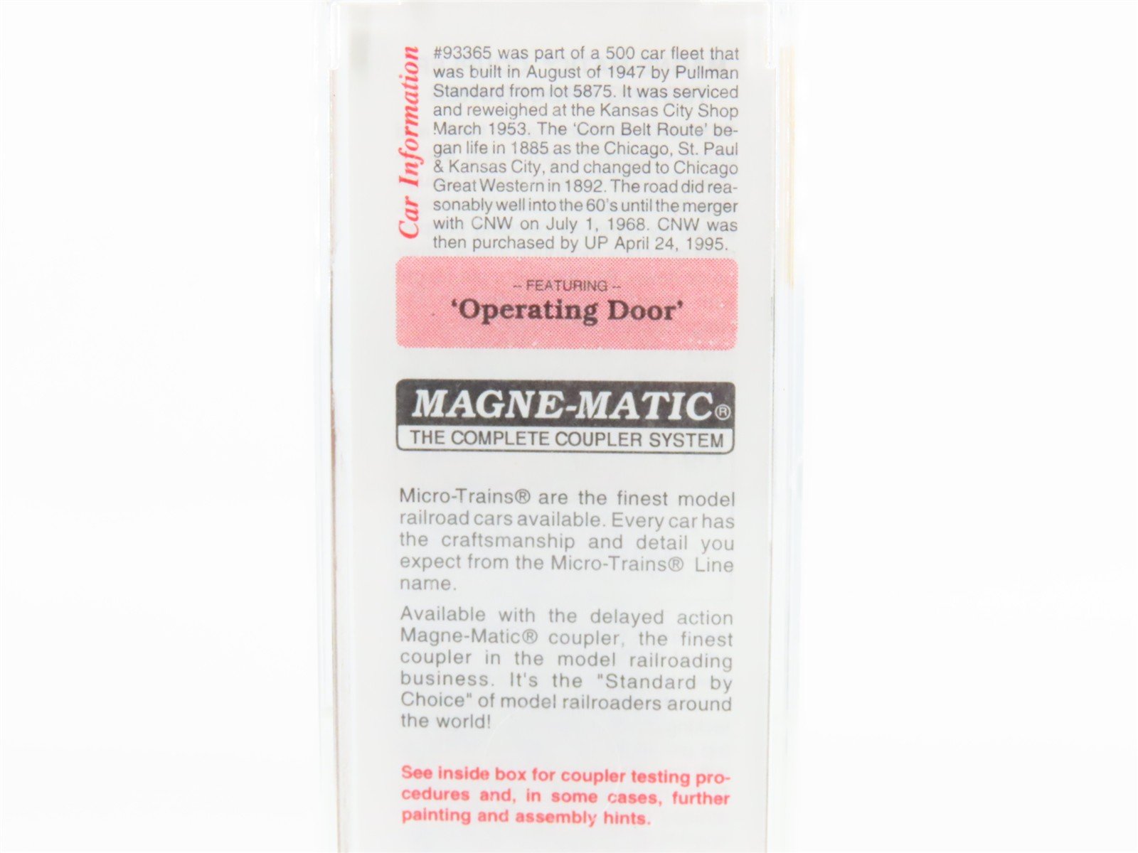 N Scale Micro-Trains MTL 20466 CGW Chicago Great Western 40' Box Car #93365