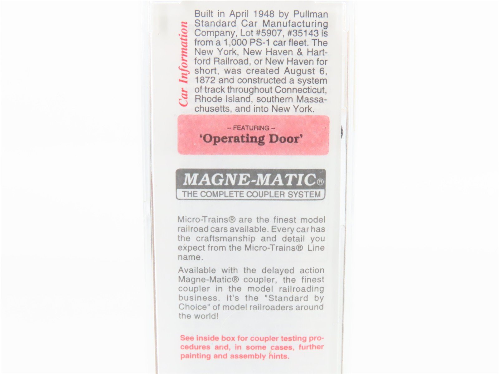 N Scale Micro-Trains MTL 20029 NH New York New Haven Hartford 40' Box Car #35143