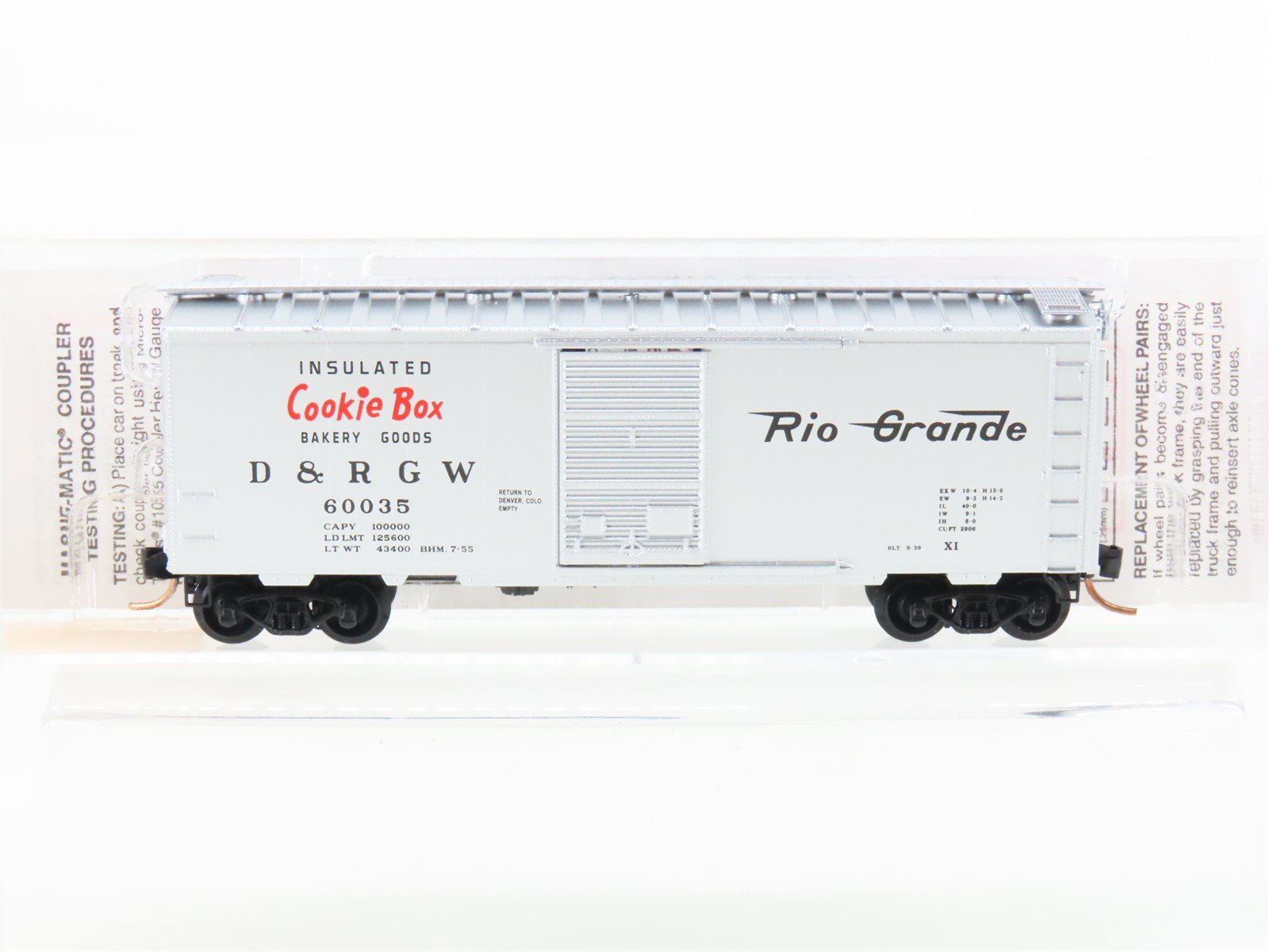 N Scale Micro-Trains MTL 20110 D&RGW Cookie Box 40' Single Door Box Car #60035