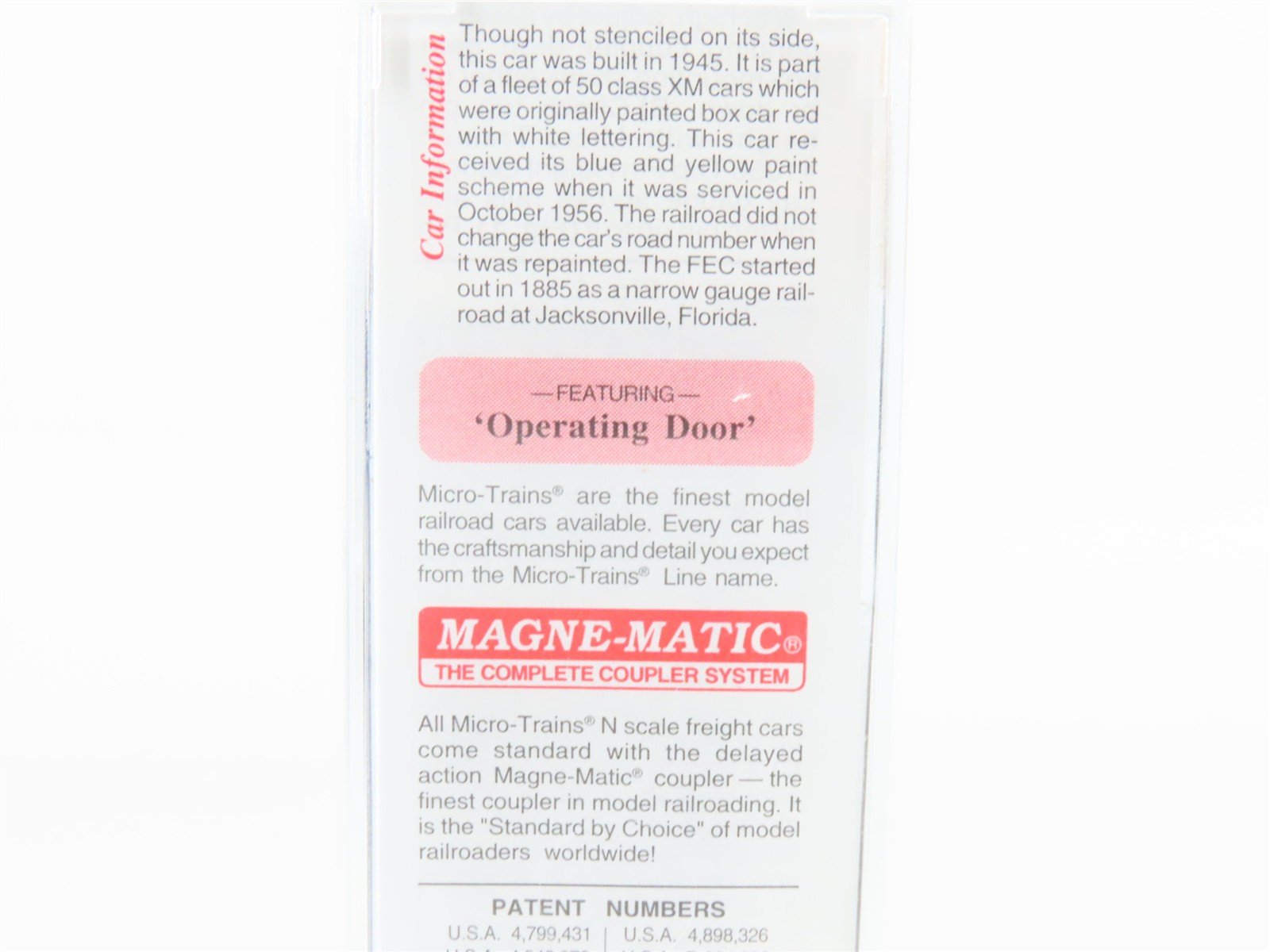 N Scale Micro-Trains MTL 20096 FEC Florida East Coast Speedway 40' Boxcar #21050