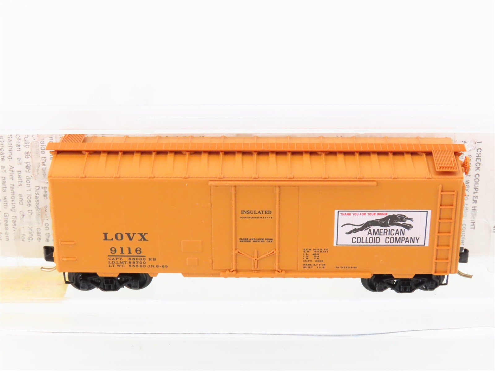 N Scale Micro-Trains MTL 21190 LOVX American Colloid Company 40' Box Car #9116