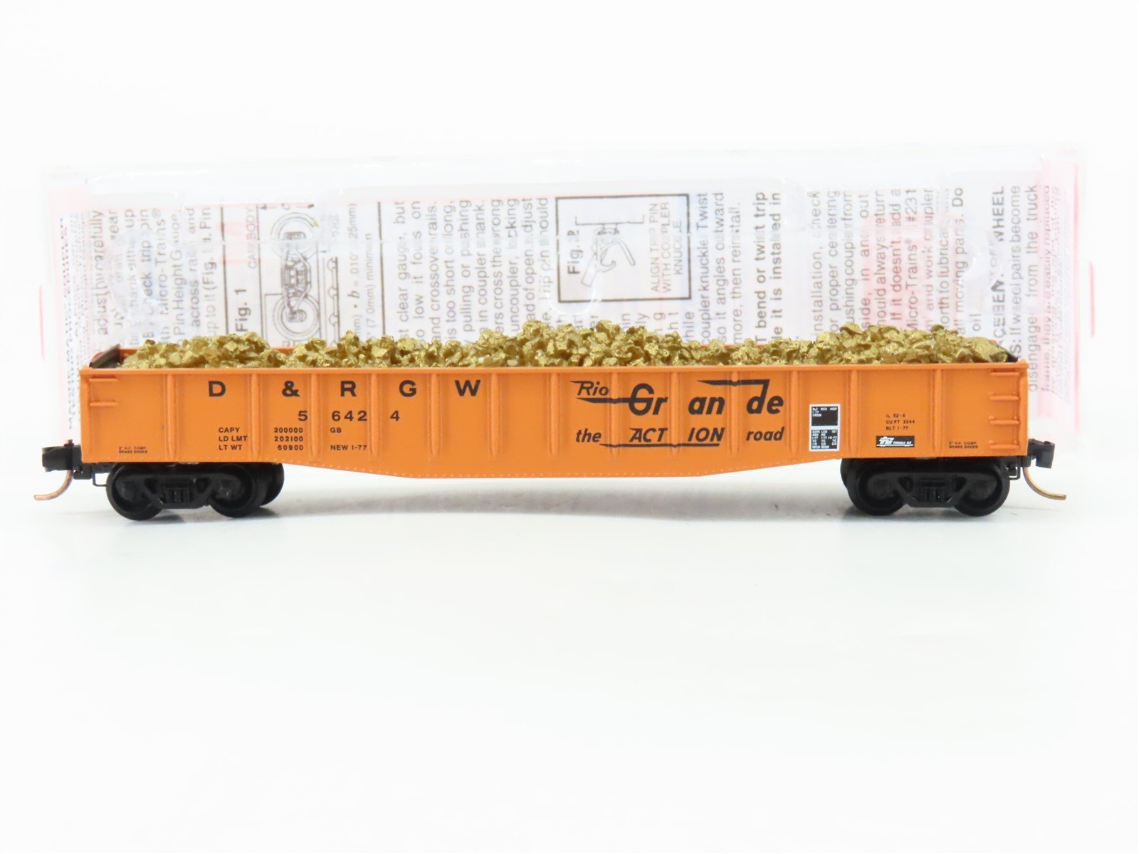 N Micro-Trains MTL NSC 06-01 D&RGW Rio Grande "Action" Gondola #56424 w/ Load