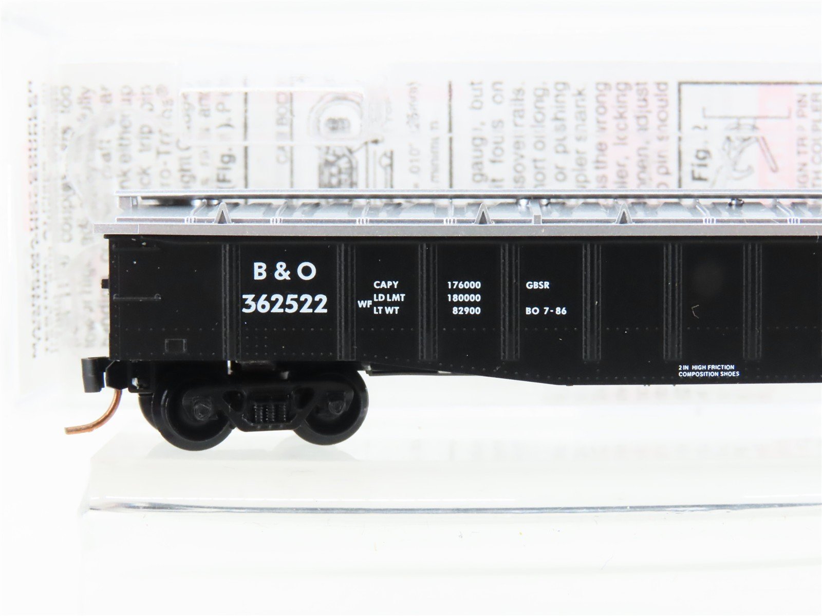 N Scale Micro-Trains MTL 106040 B&O Baltimore & Ohio 50' Gondola #362522